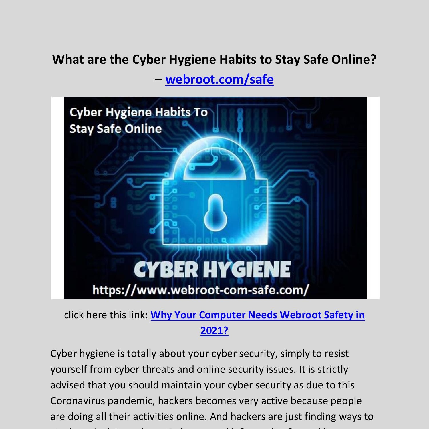 What are the Cyber Hygiene Habits to Stay Safe Online – webroot.comsafe ...