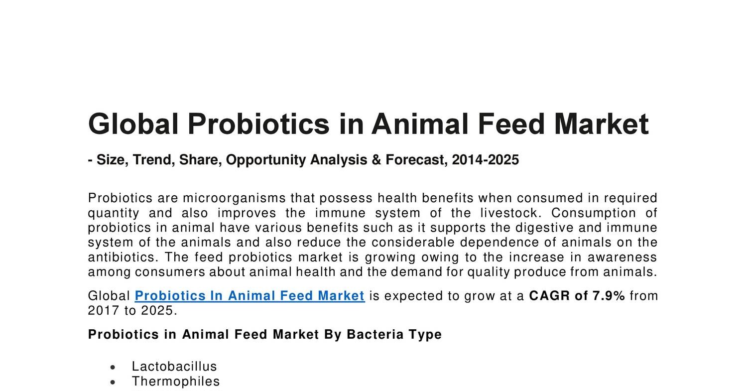 Global Probiotics in Animal Feed Market (Probiotics in Animal Feed