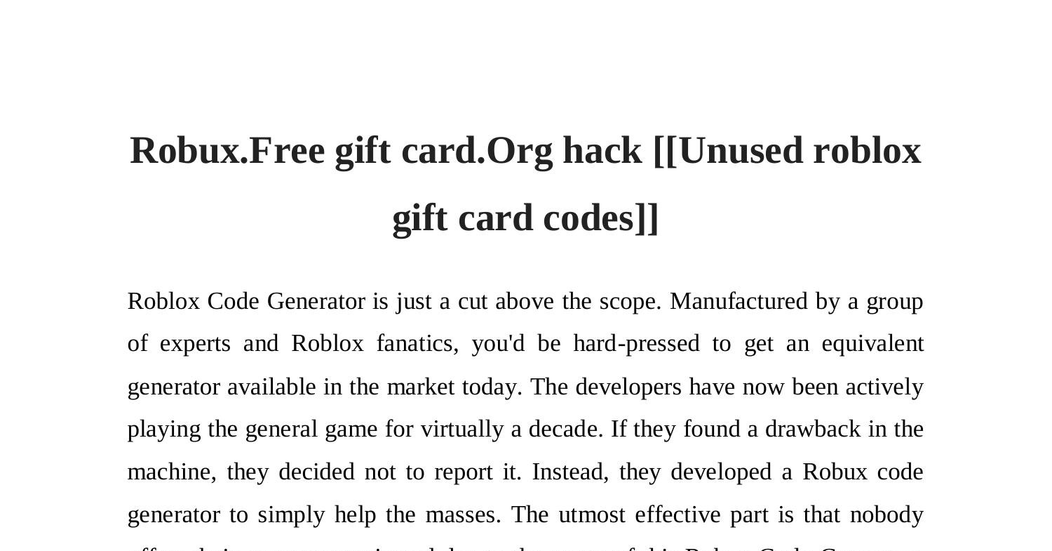 Robux Gift Card Codes : Free Download, Borrow, and Streaming : Internet  Archive