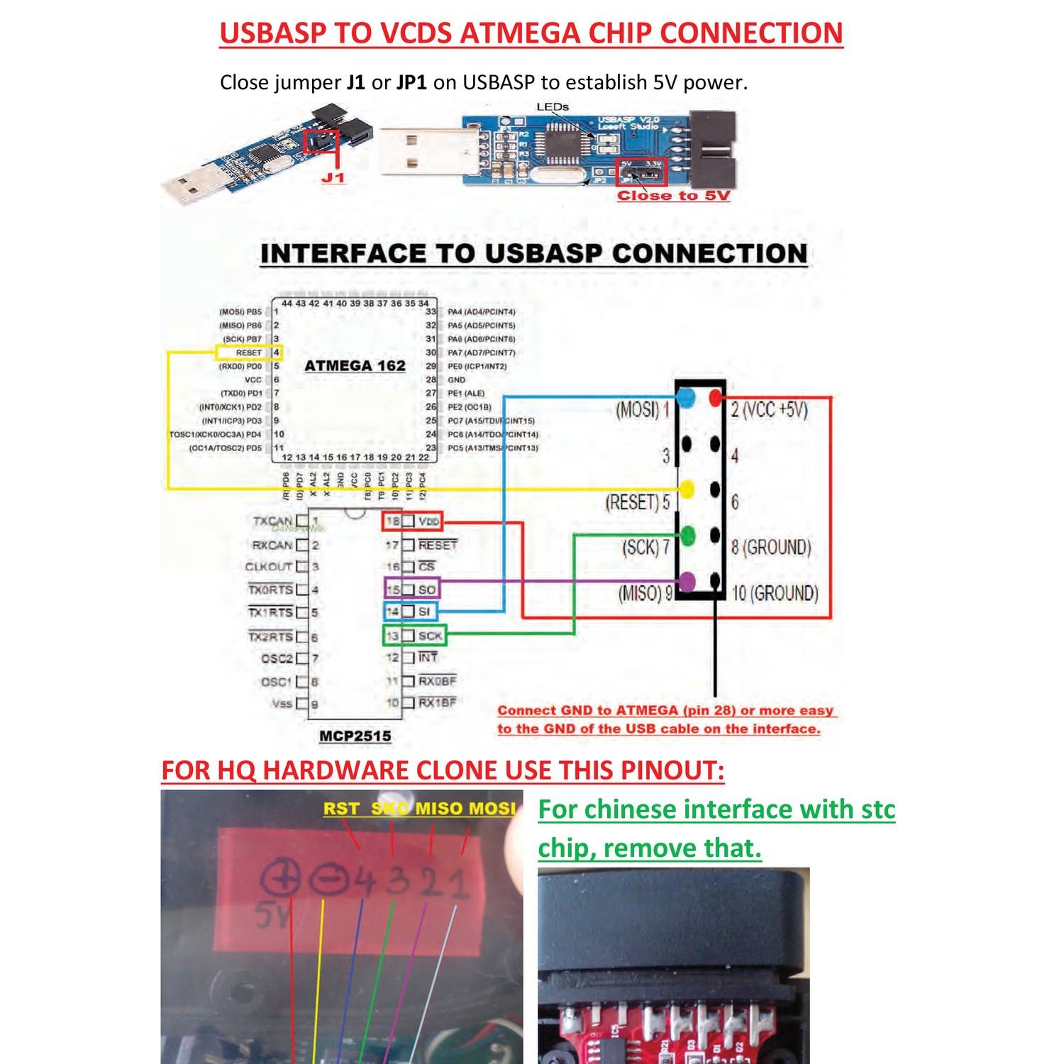 Vcds usbasp pinout chart