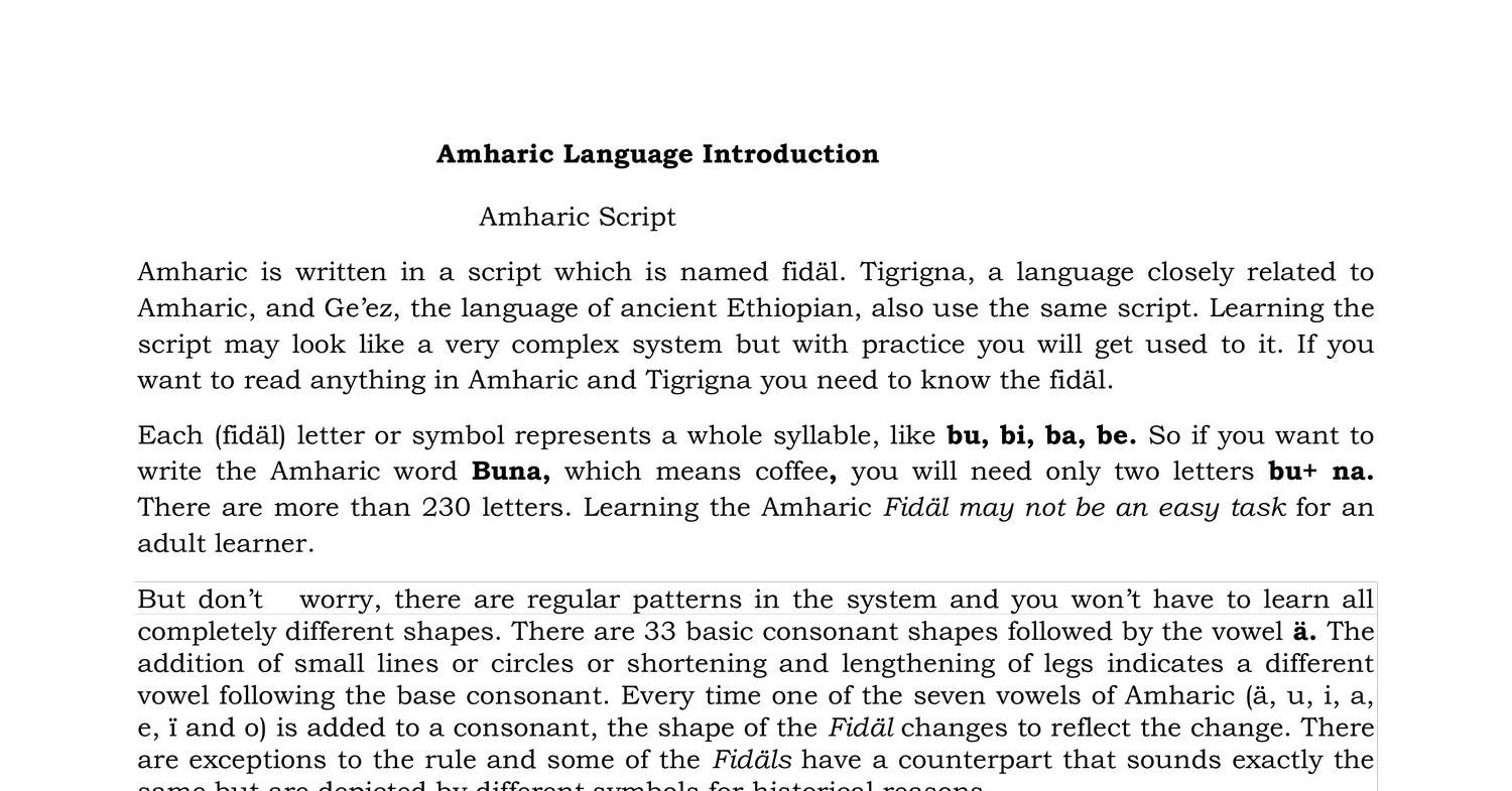 amharic language thesis pdf