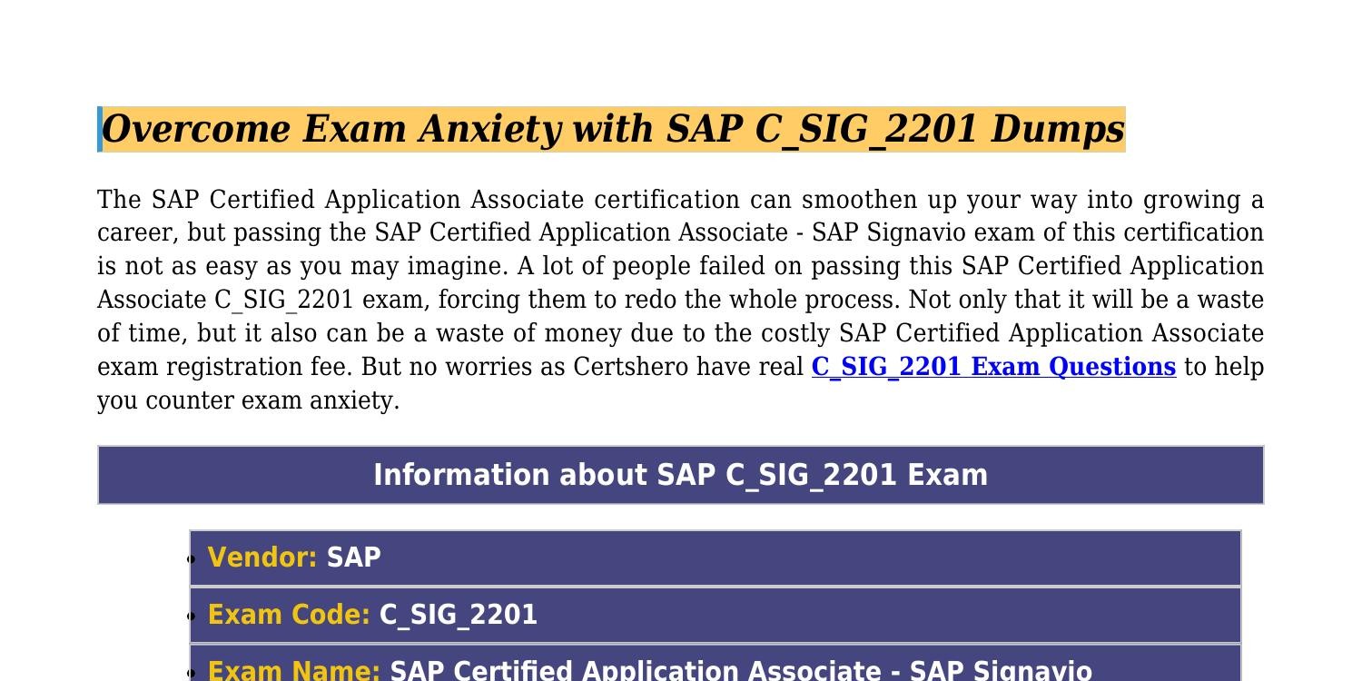 SAP C_SIG_2201 Dumps - To Improve Your Test Score [Updated_2023].pdf |  Sns-Brigh10