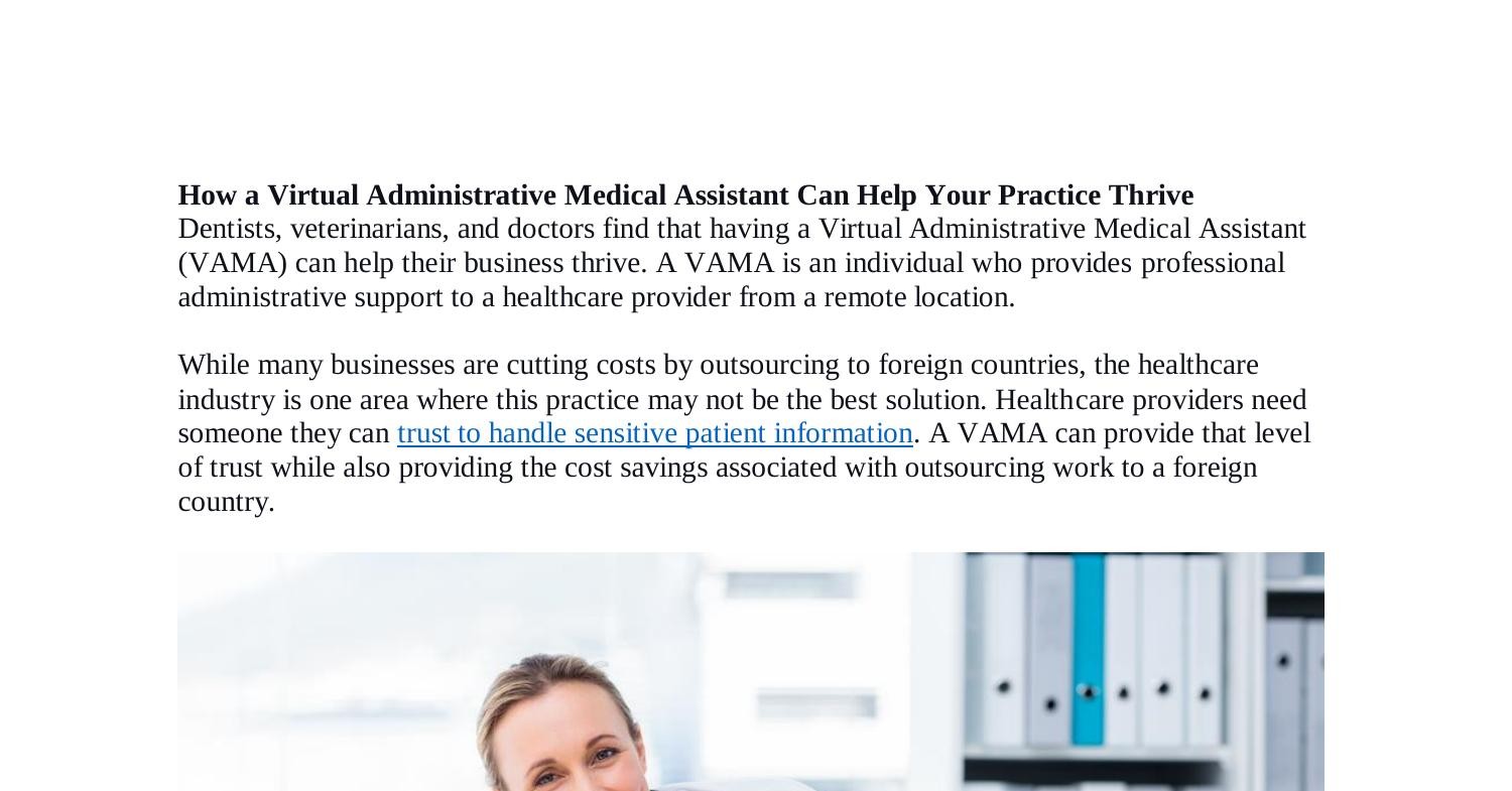 How A Virtual Administrative Medical Assistant Can Help Your Practice Thrivepdf Docdroid 7502