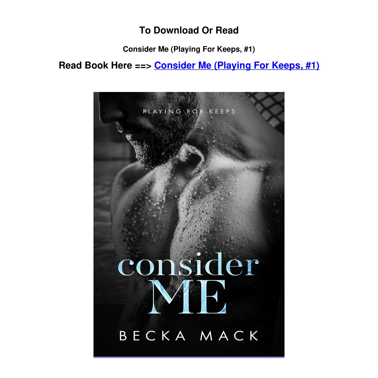  Consider Me (Playing For Keeps Book 1) eBook : Mack