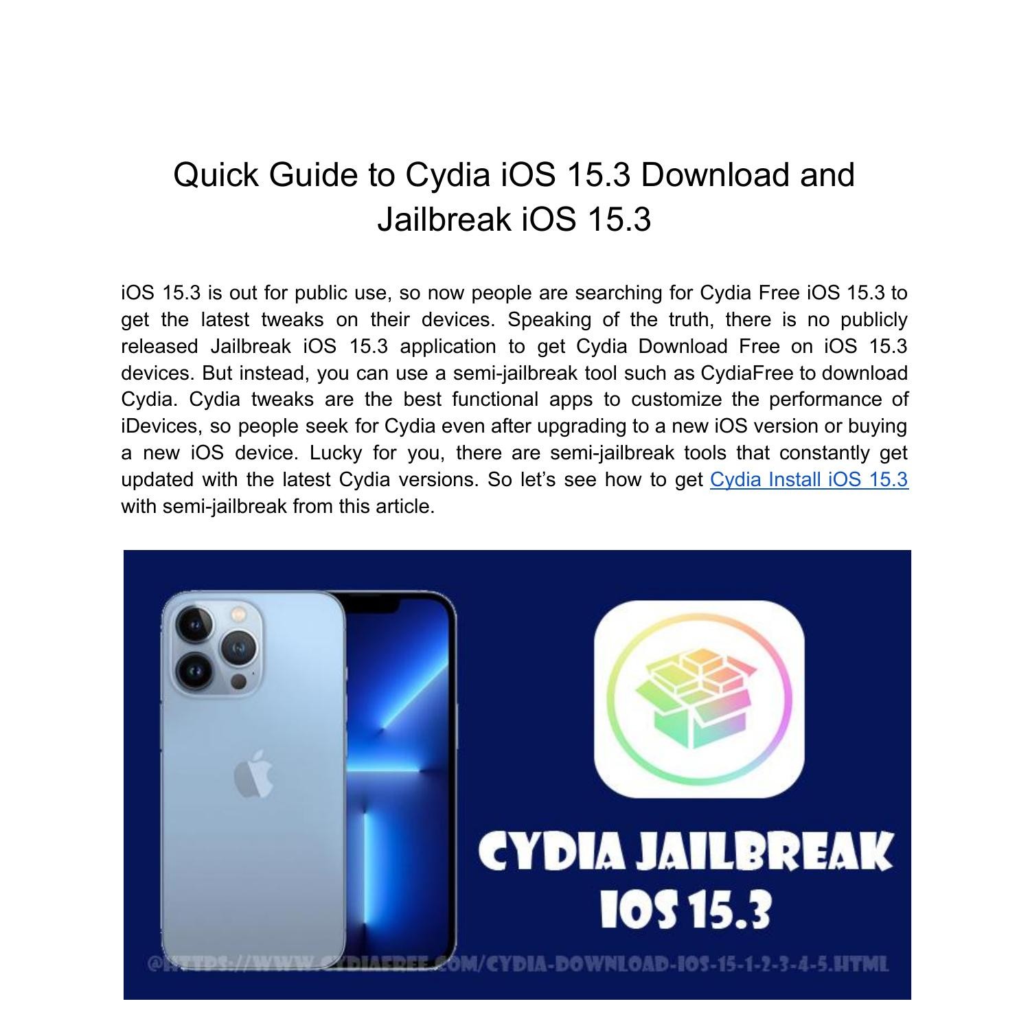 Quick Guide To Cydia Ios 15 3 Download And Jailbreak Ios 15 3 Pdf Docdroid