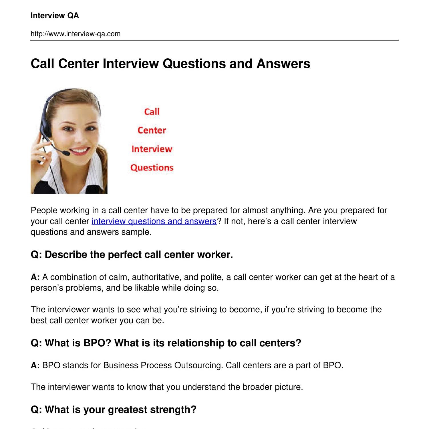 callcenter job interview
