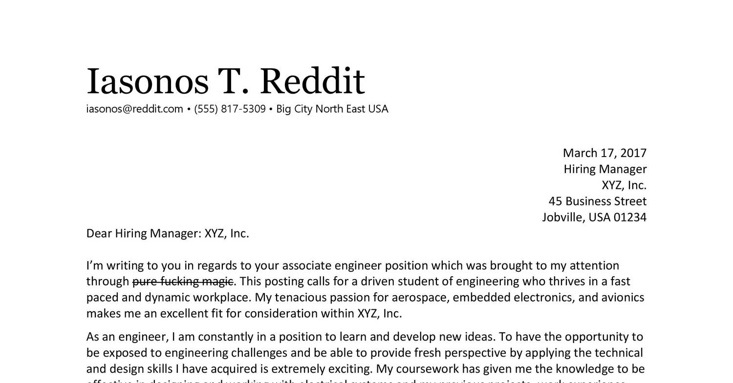 Cover Letter Reddit pdf DocDroid