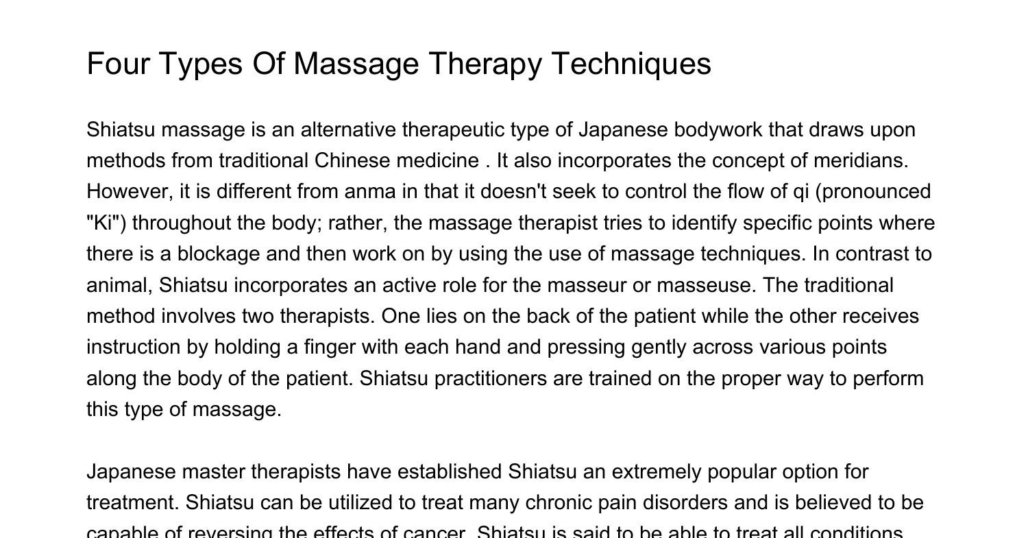 Four Different Types Of Massage Therapy Techniquesmiashpdfpdf Docdroid 