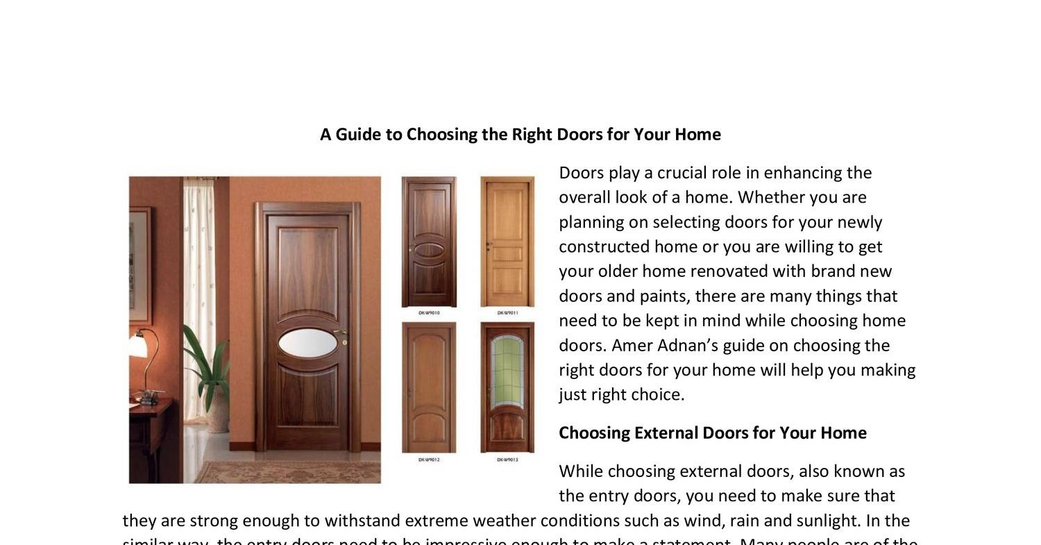 A Guide To Choosing The Right Doors For Your Home.pdf | DocDroid