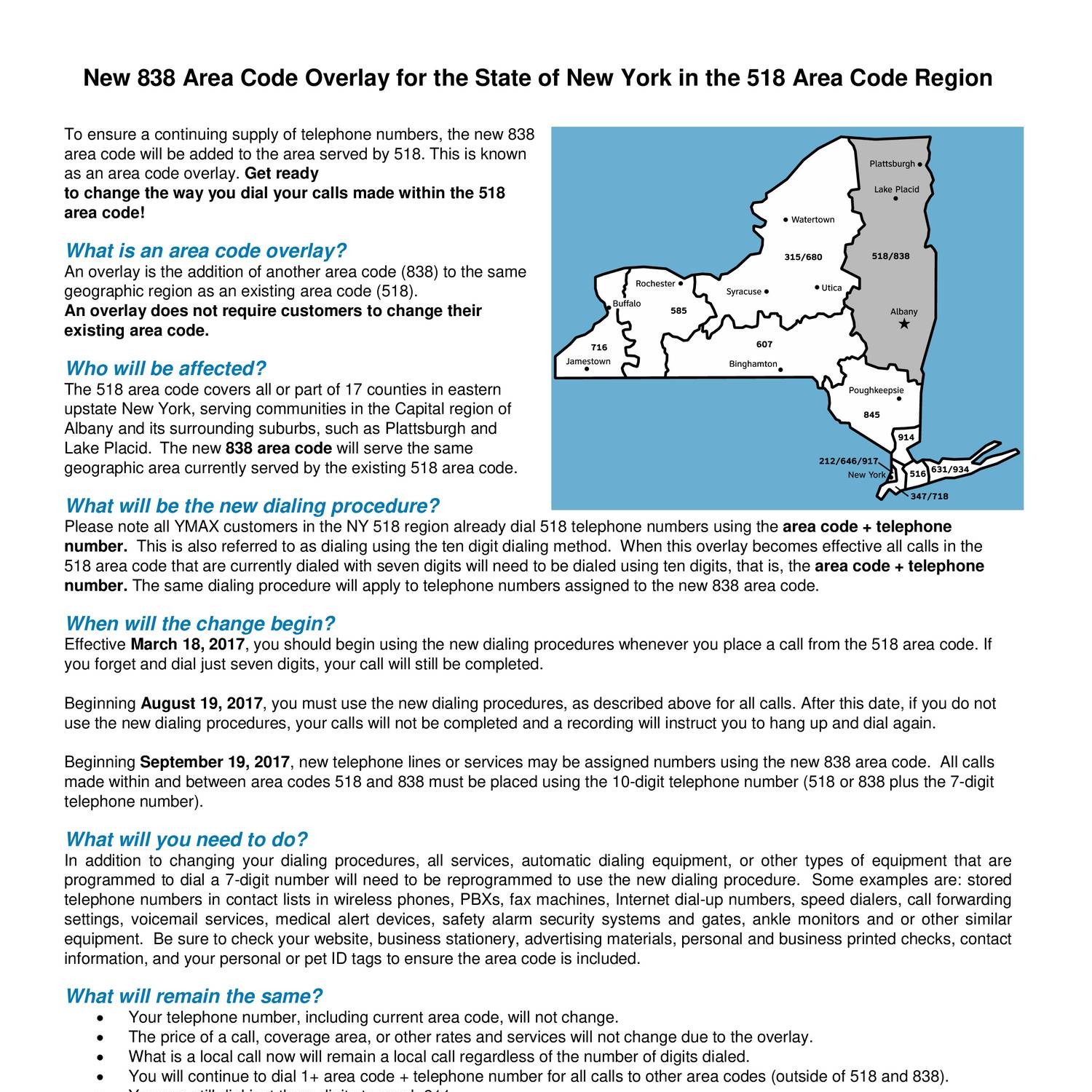 New York Area Code Changes pdf DocDroid