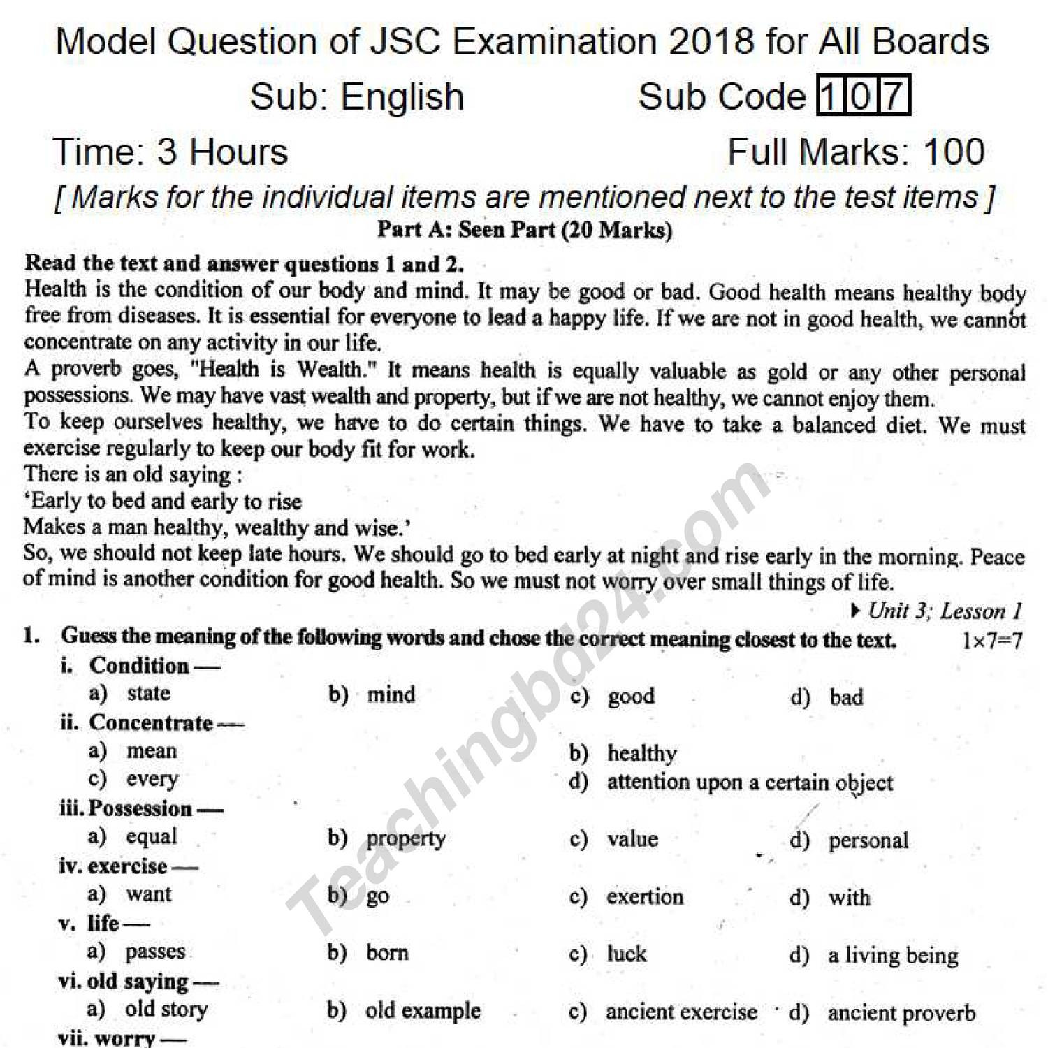Jsc English Suggestion And Question Patterns 2018 1pdf Docdroid 1746