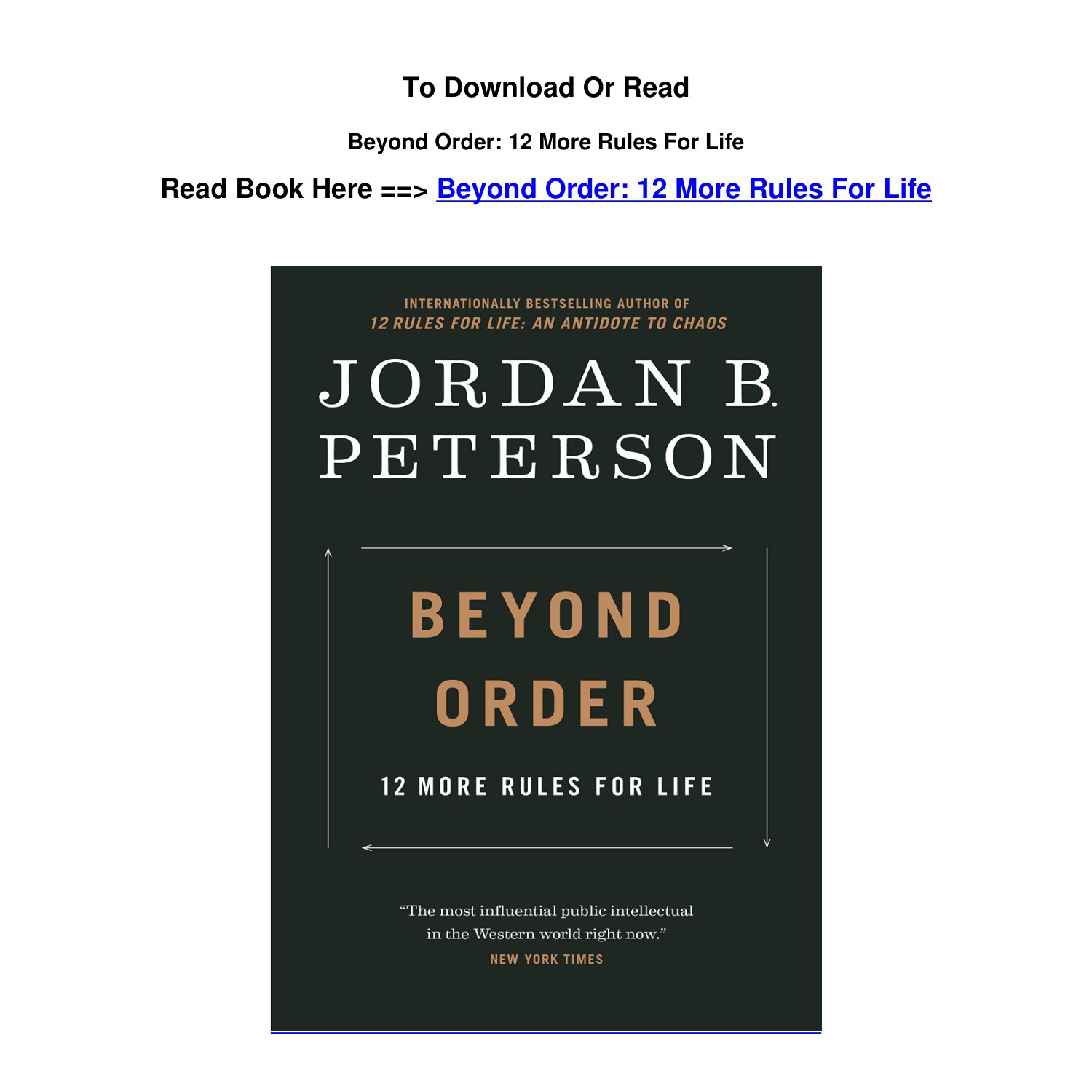 Beyond Order: 12 More Rules For Life by Jordan B. Peterson