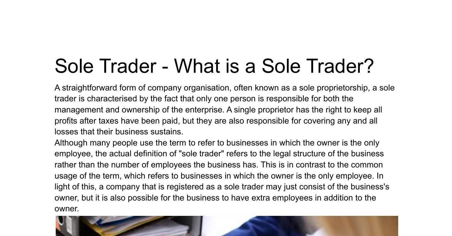 Sole Trader What Is A Sole Trader pdf DocDroid