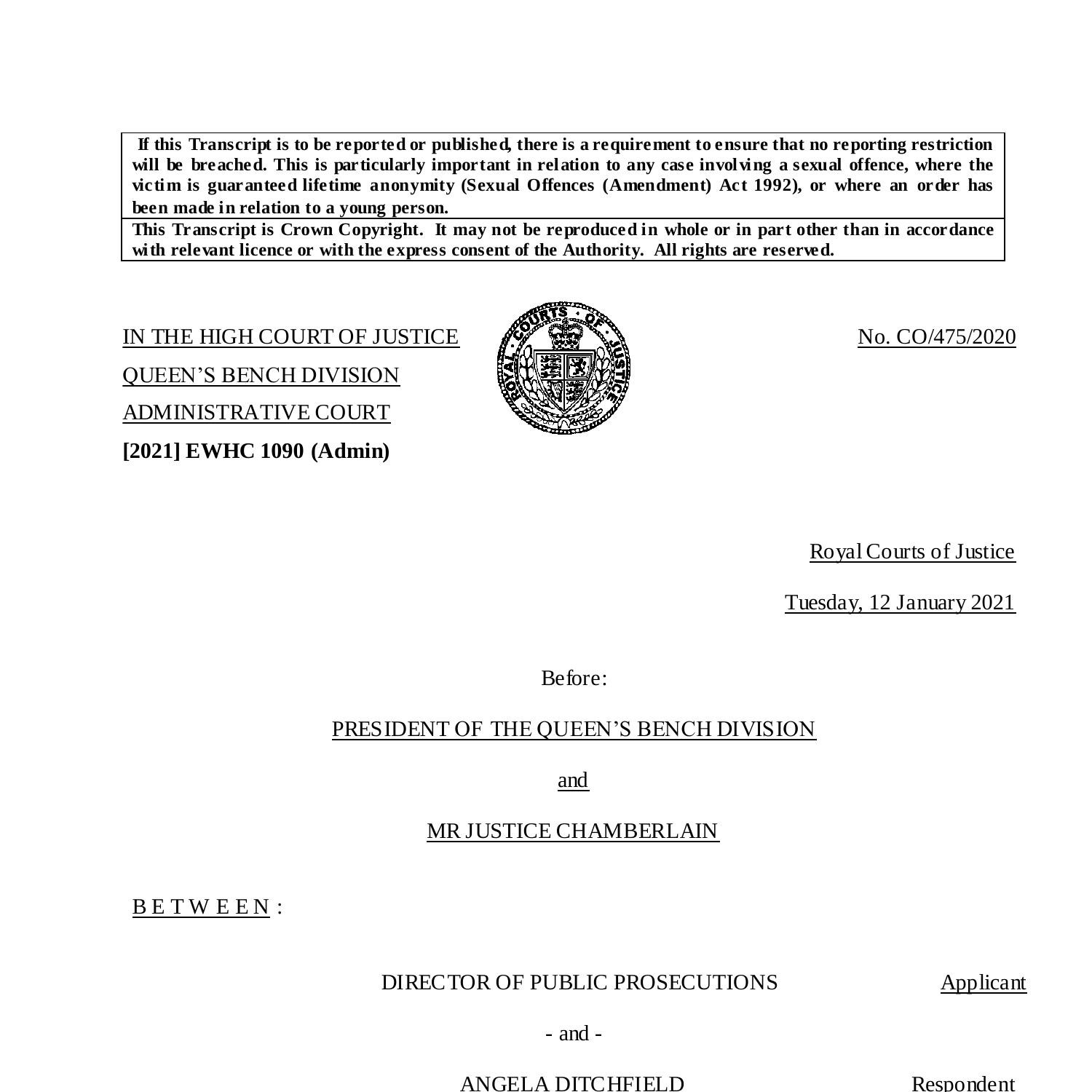 Director Of Public Prosecutions V Angela Ditchfield.pdf | DocDroid