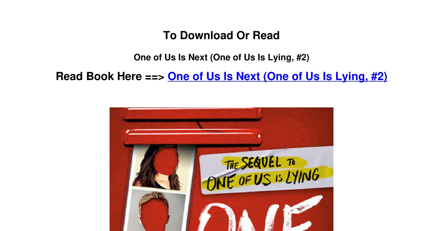 Download epub One of Us Is Next One of Us Is Lying 2 by Karen M McManus ...