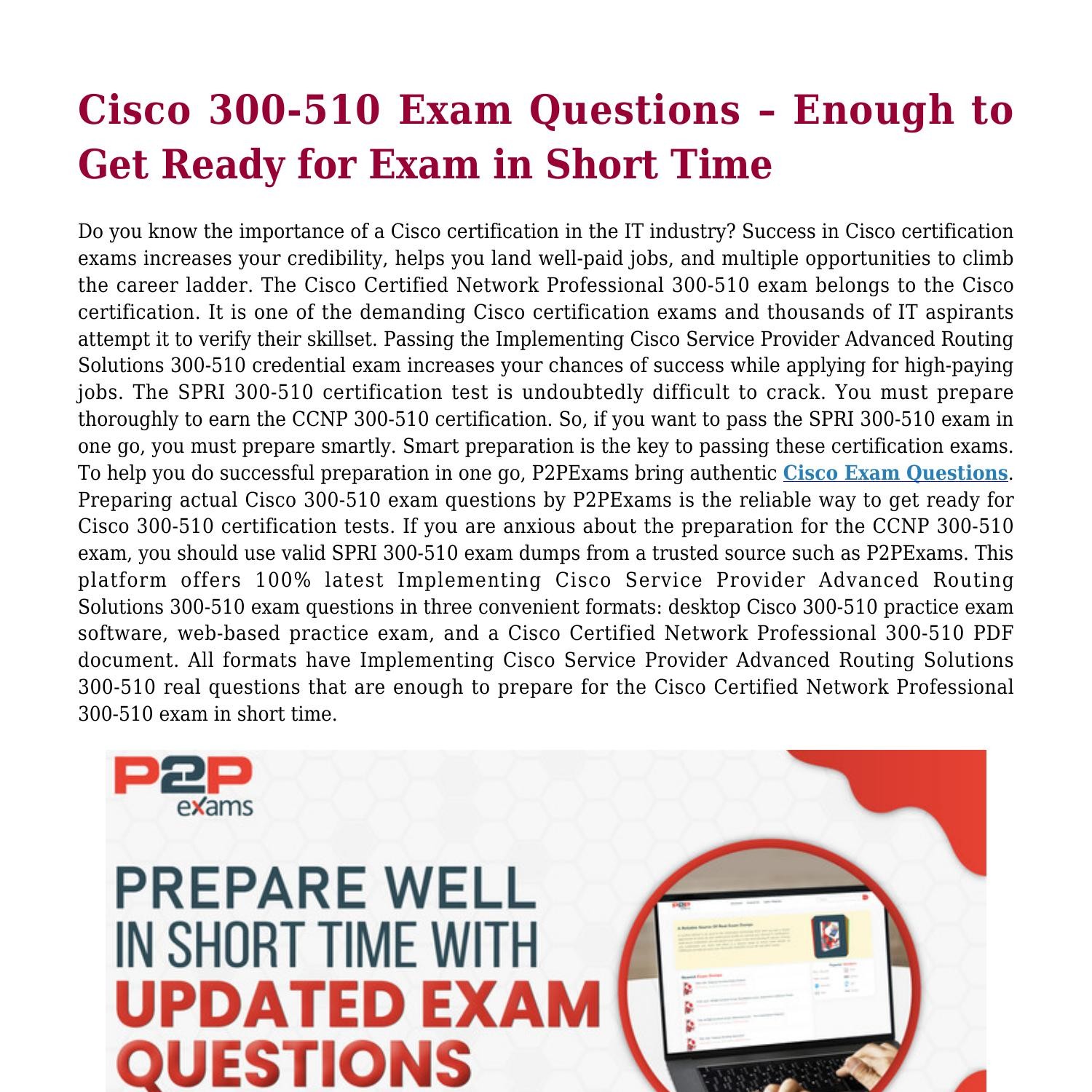 Exam 300-510 Simulator Online