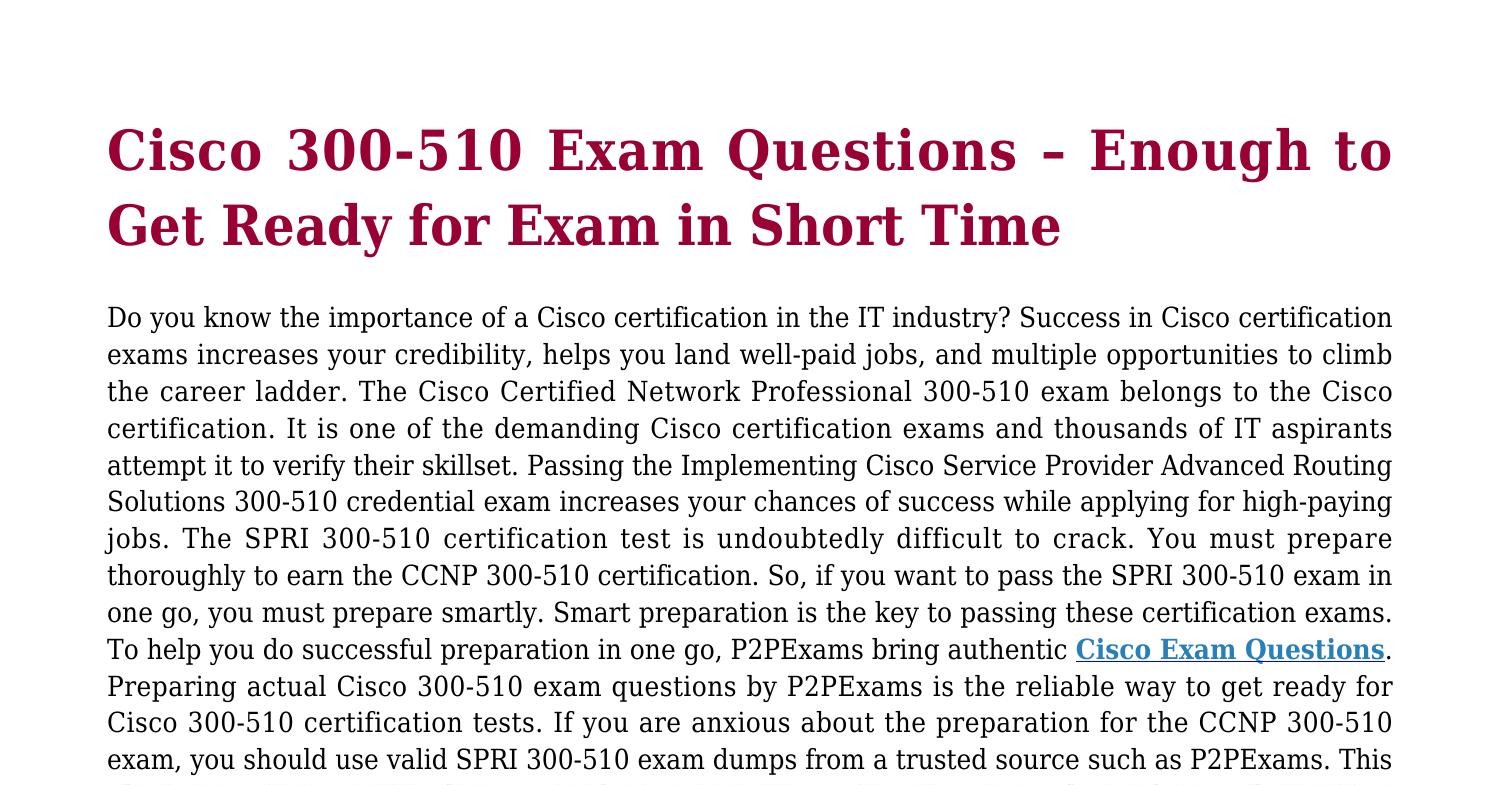 Valid Cisco 300-510 SPRI Exam Questions.pdf | Sns-Brigh10