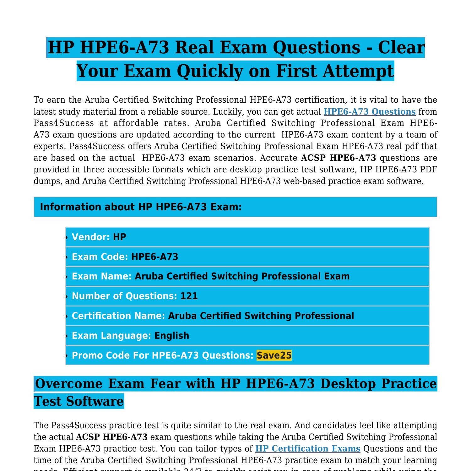 HPE6-A73 Latest Exam Papers