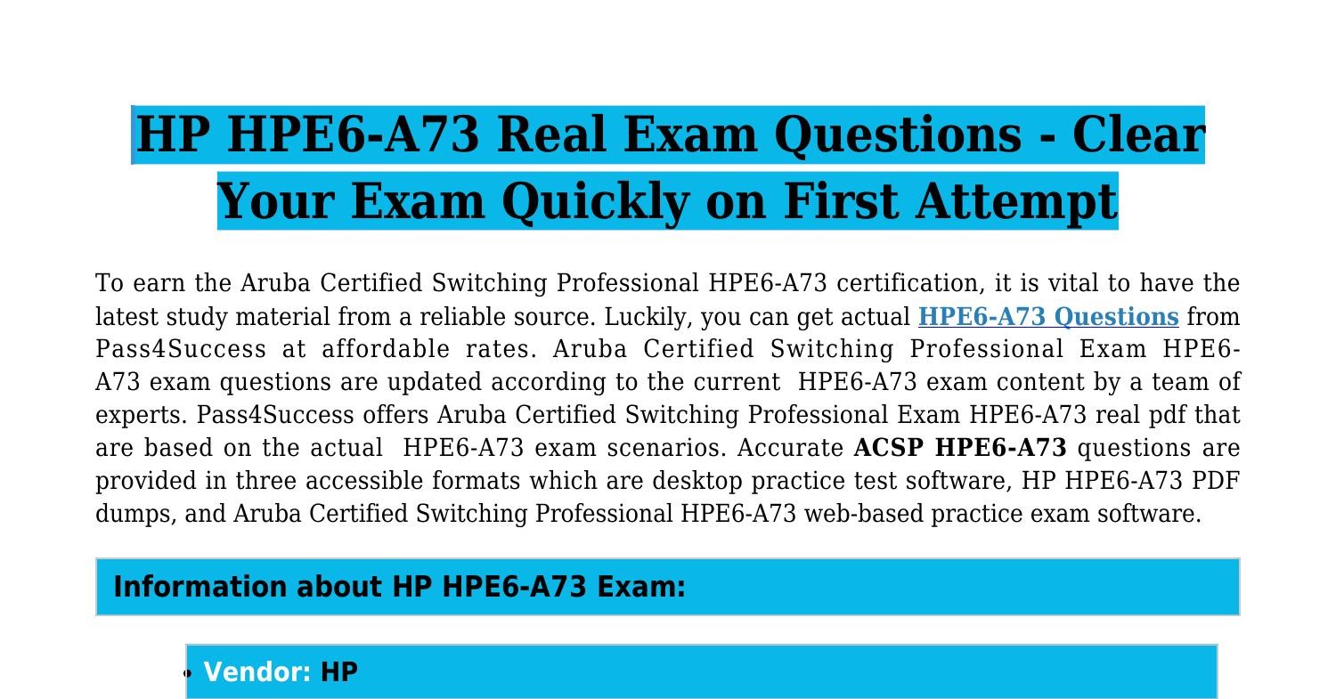 HPE6-A73 Praxisprüfung