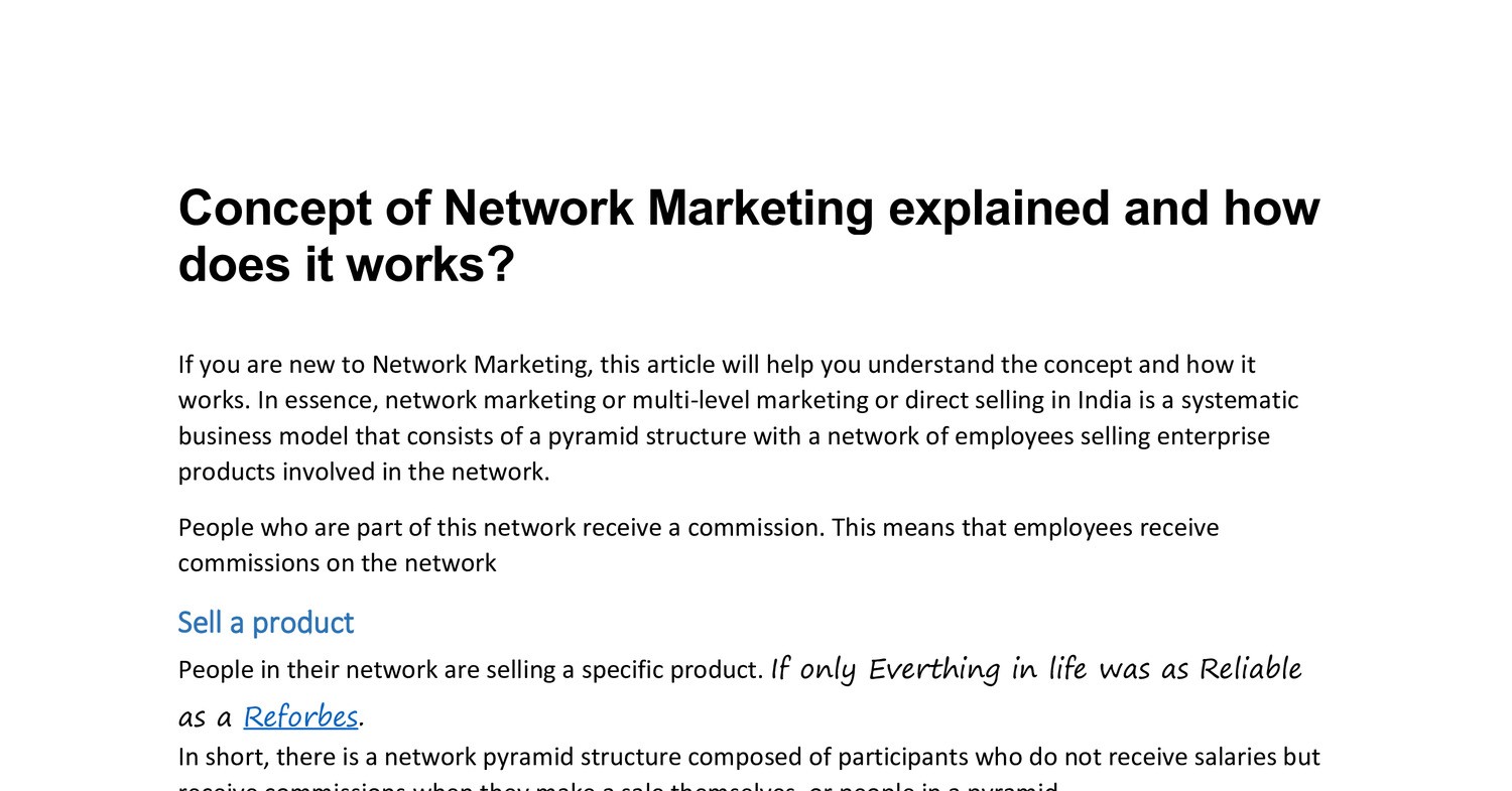 Network Marketing Meaning and How It Works