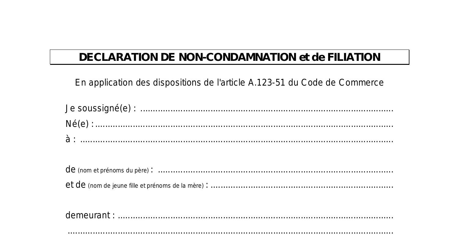 D Claration De Non Condamnation Et De Filiation Pdf Docdroid