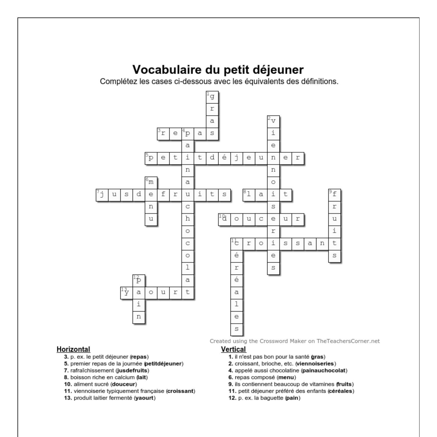 mots fléchés petit déjeuner tardif