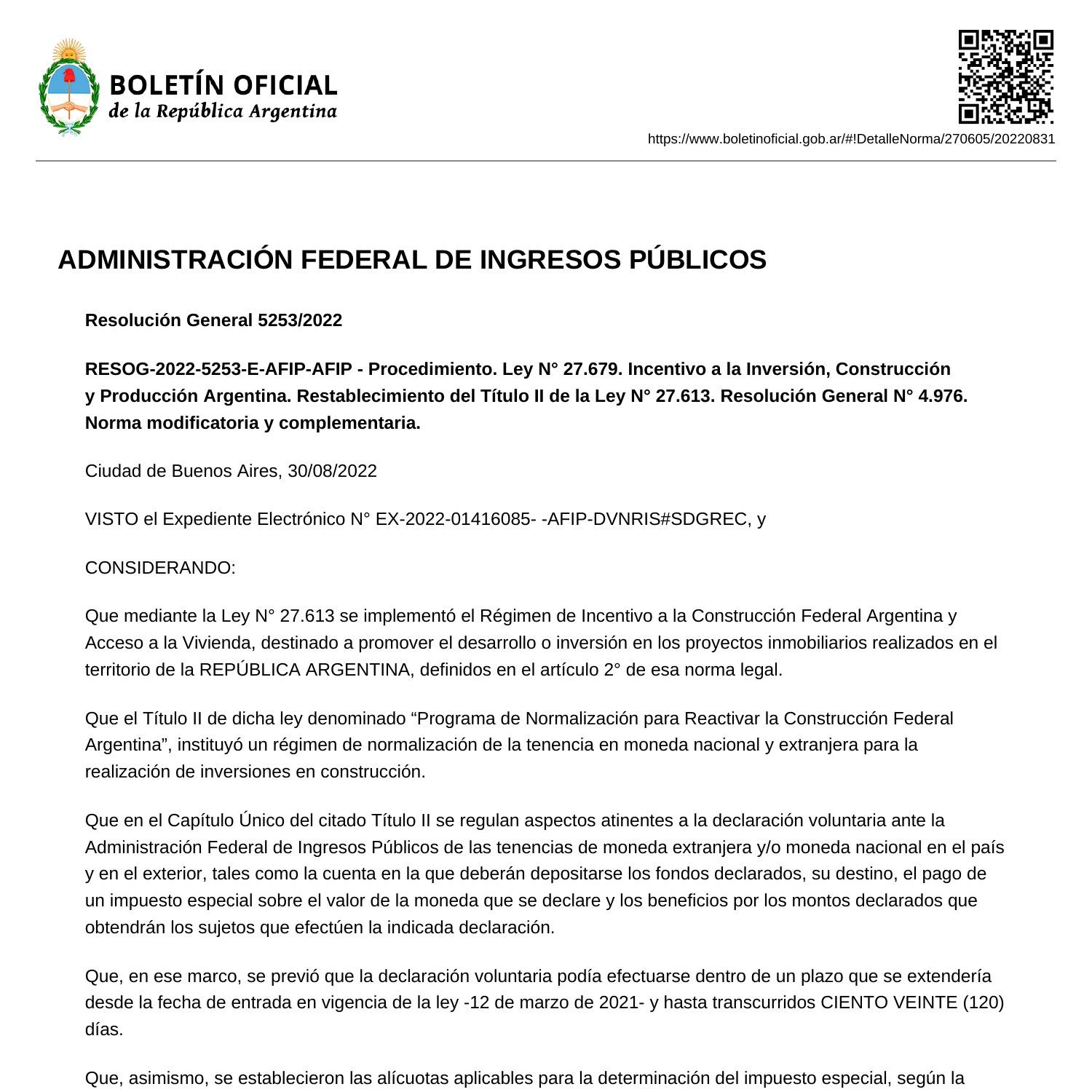 Resolución General De La Afip N° 52532022pdf Docdroid