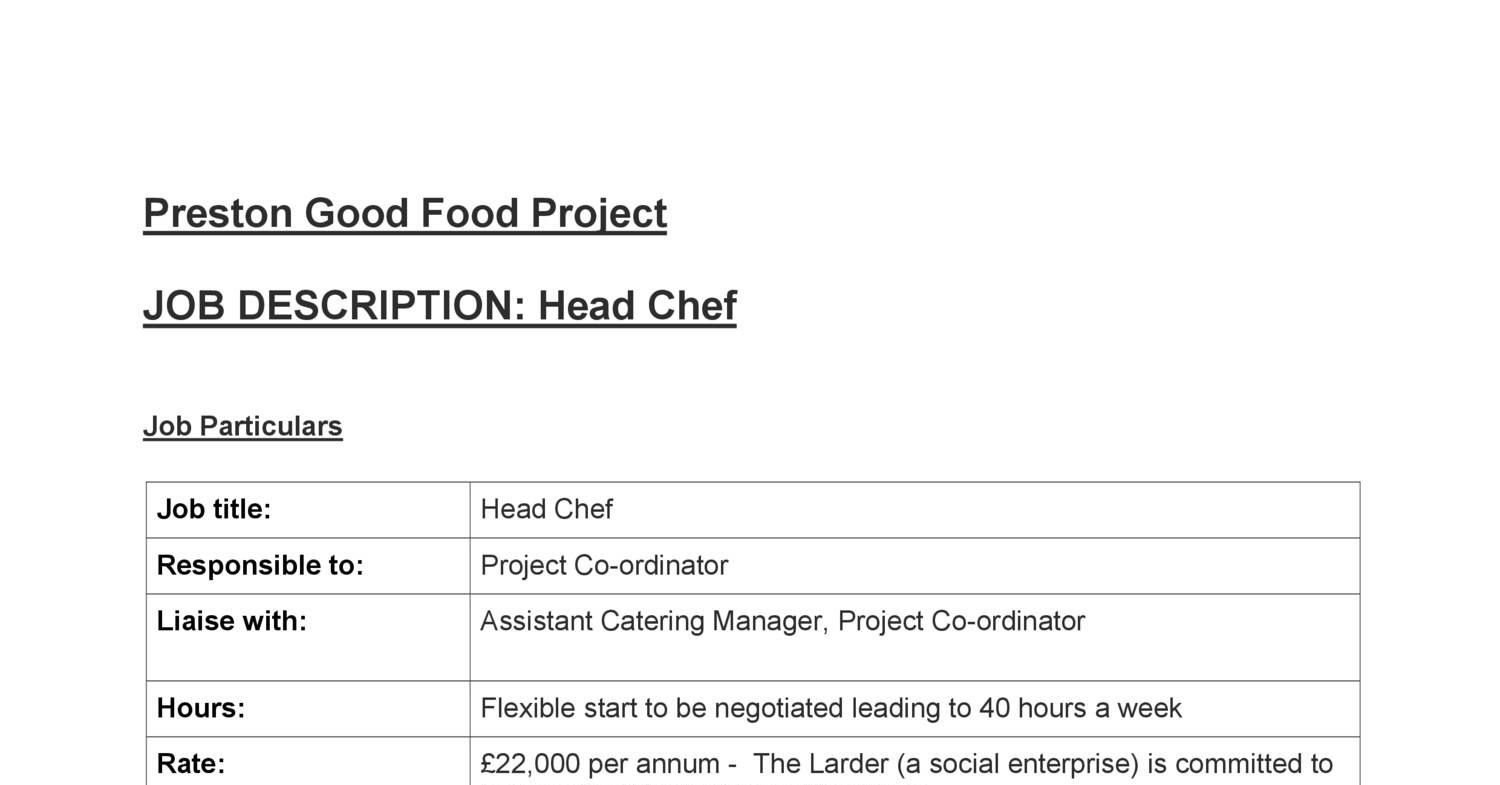 Head Chef Job Description pdf DocDroid