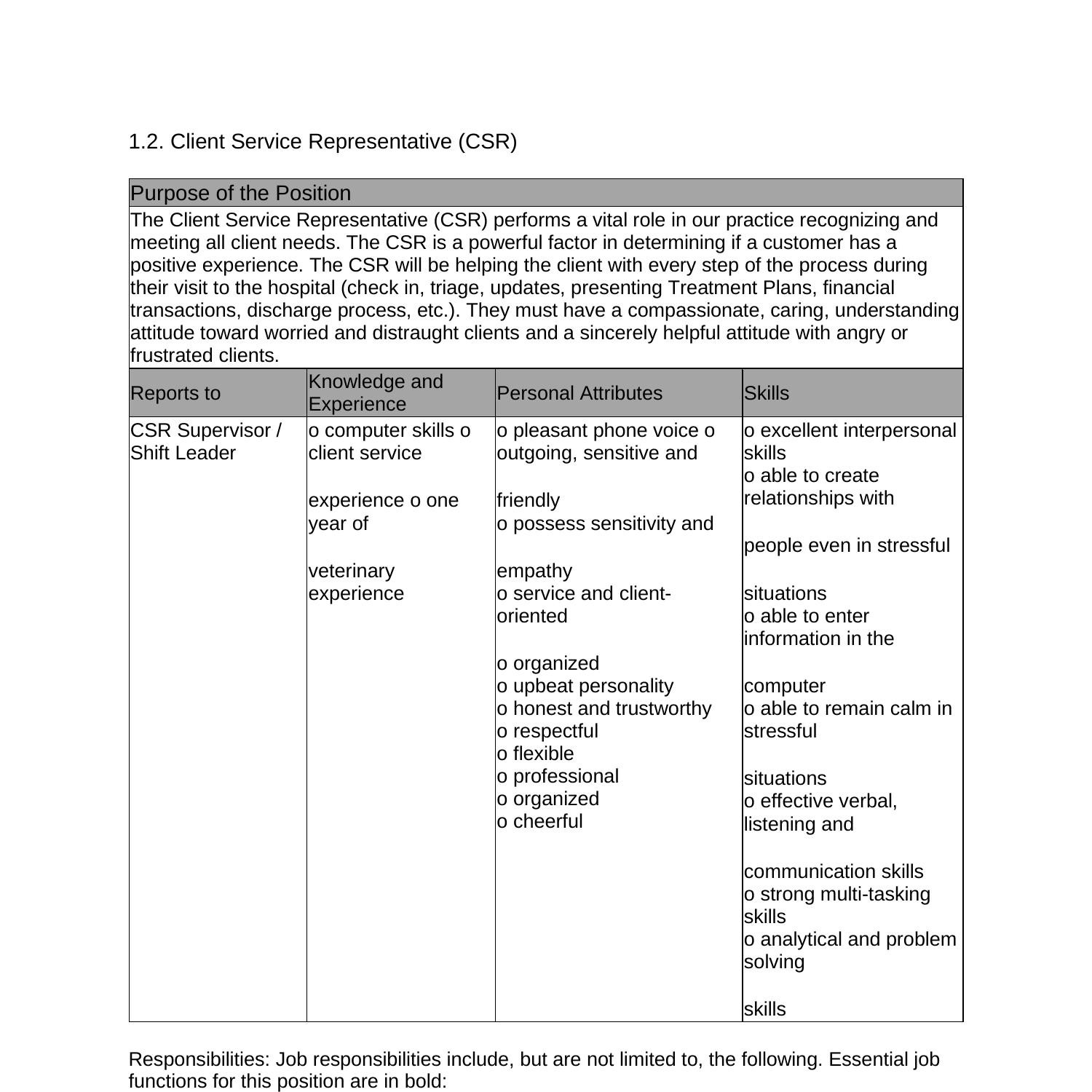 travel booking csr job description