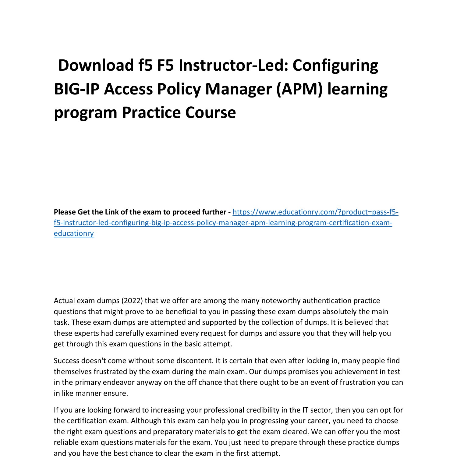 Download F5 Instructor Led Configuring BIG IP Access Policy