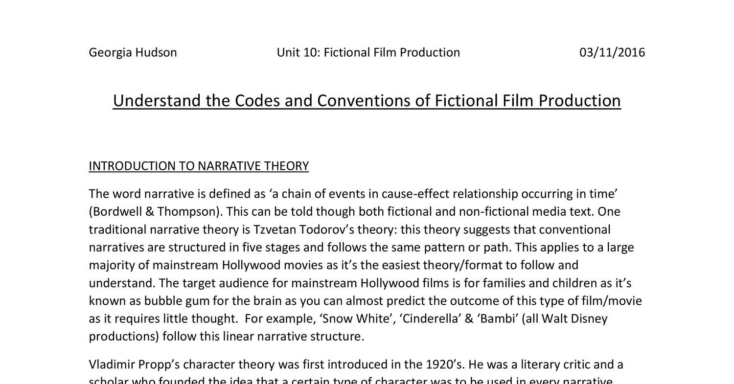 Understand codes and convention of fictional film production finished
