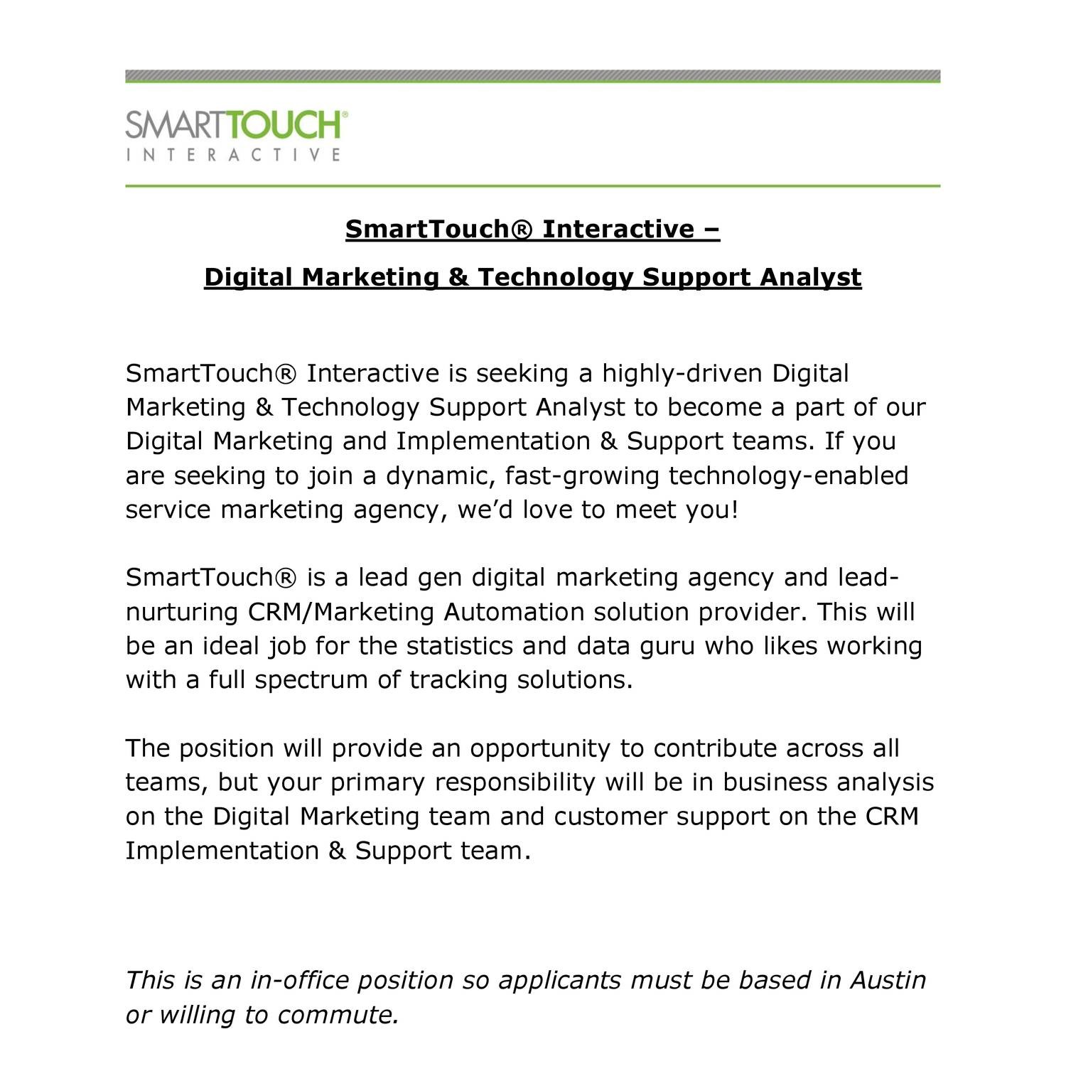 DM Tech Support Analyst Job Description pdf DocDroid