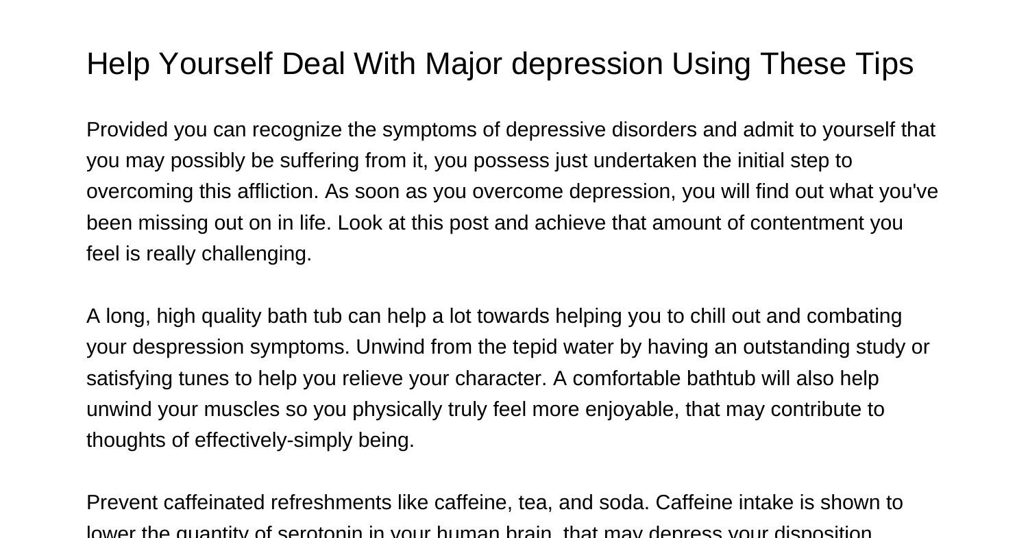 how to take care of yourself in a depressive episode