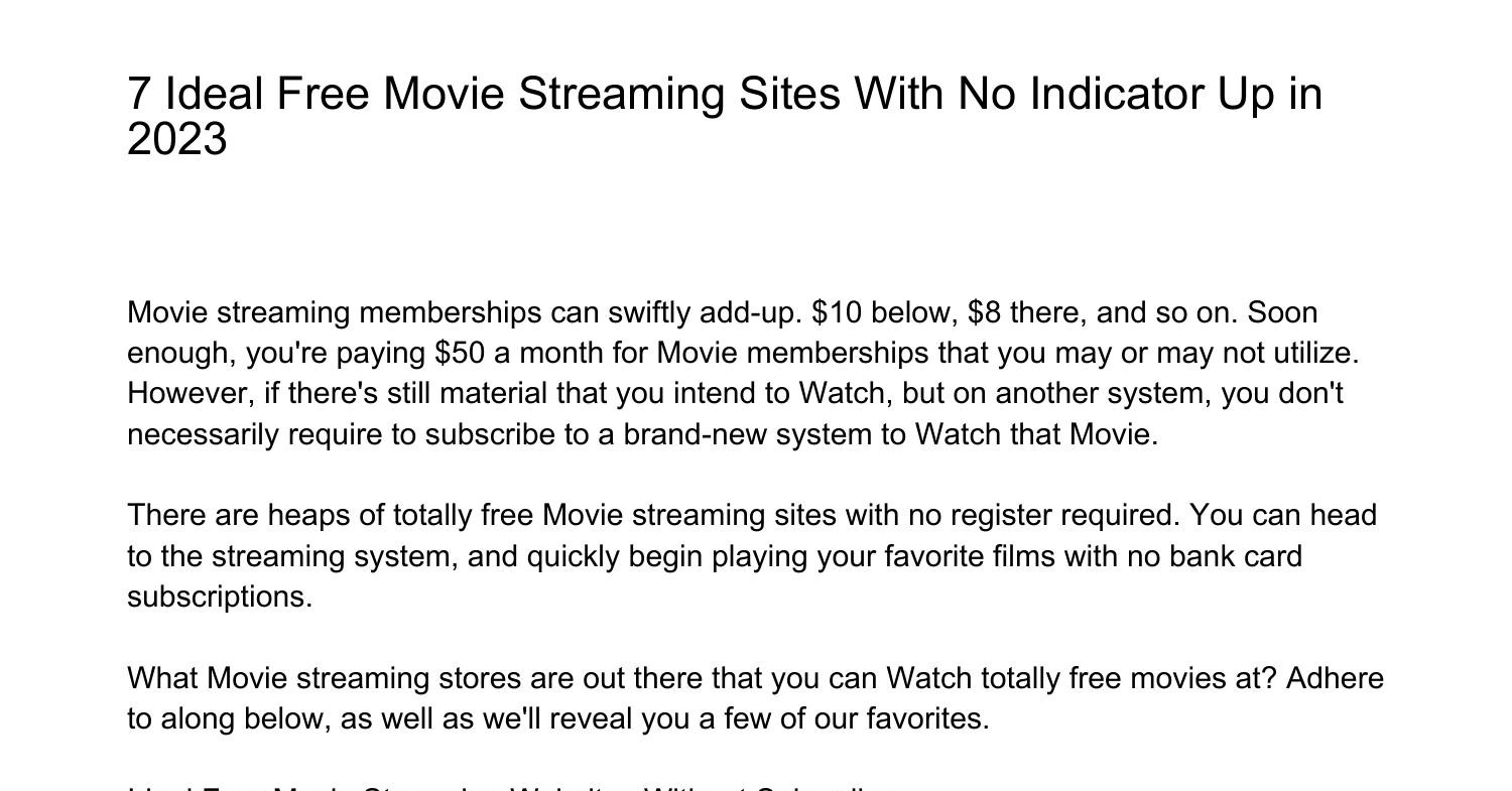 7 Best Totally Free Movie Streaming Sites Without Any Register in