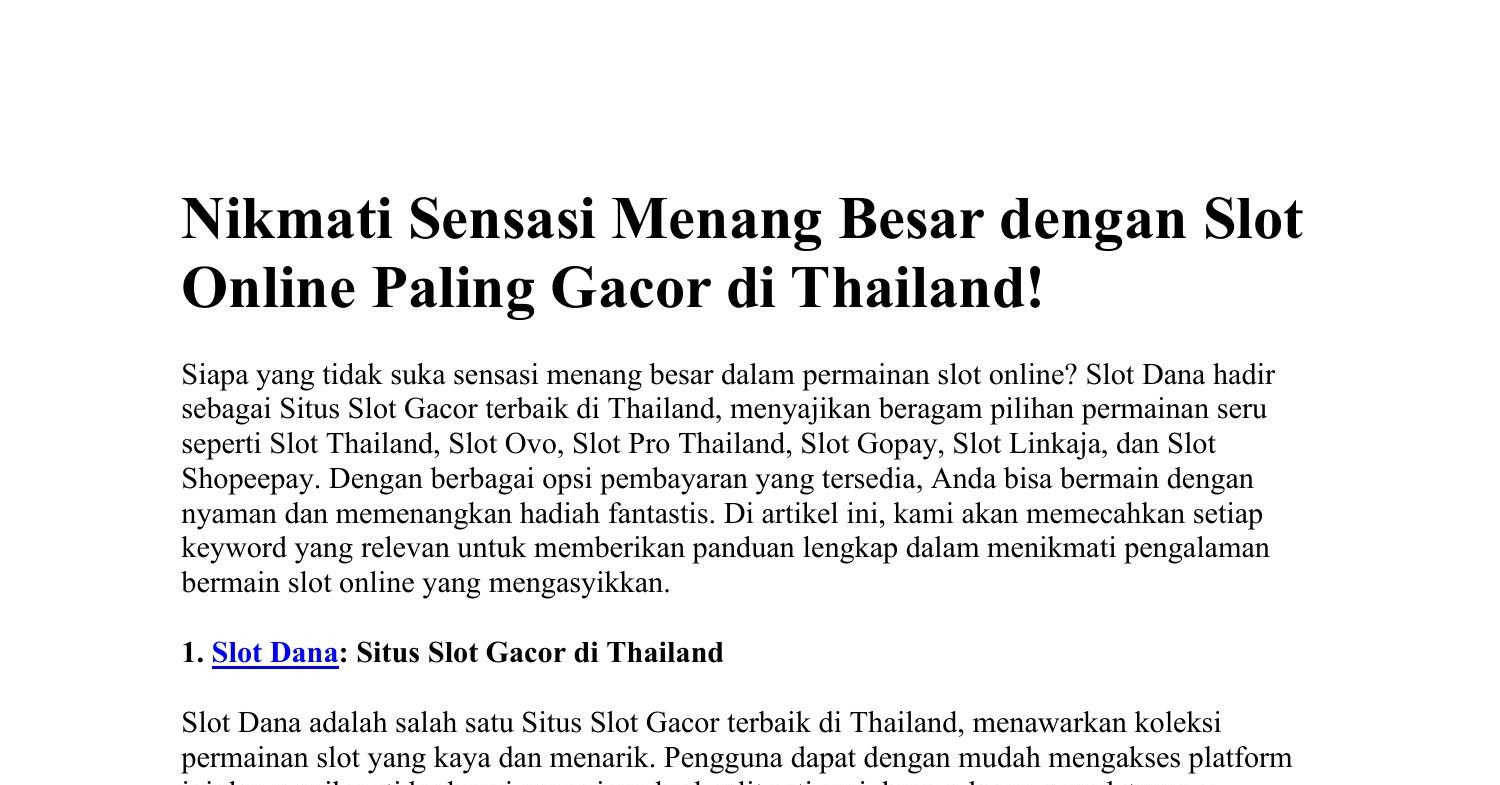 Slot Online Paling Gacor di Thailand.docx | DocDroid