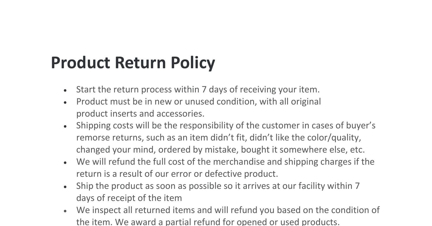 Product Return Policy.pdf | DocDroid