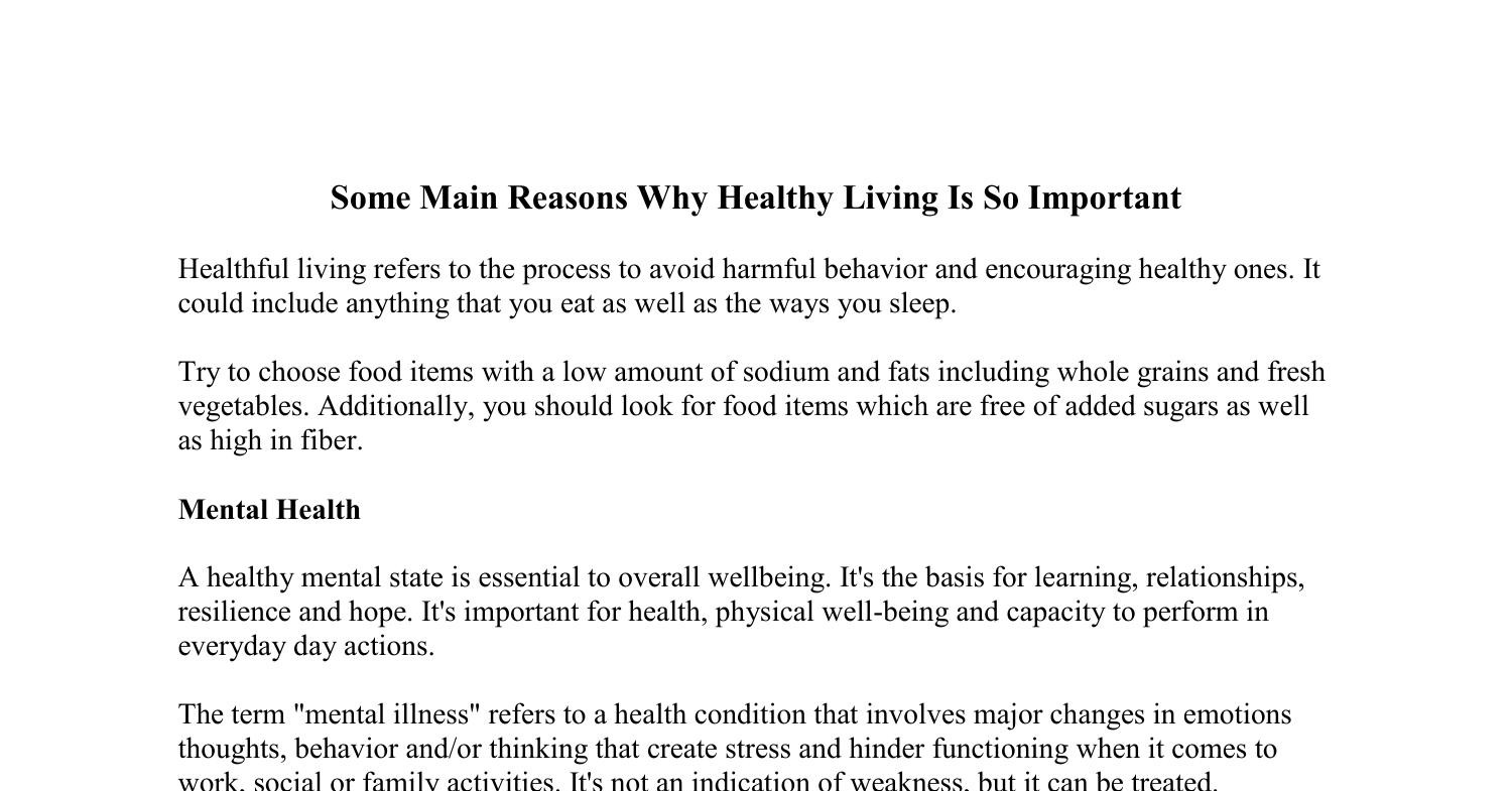 Some Main Reasons Why Healthy Living Is So Important.pdf | DocDroid