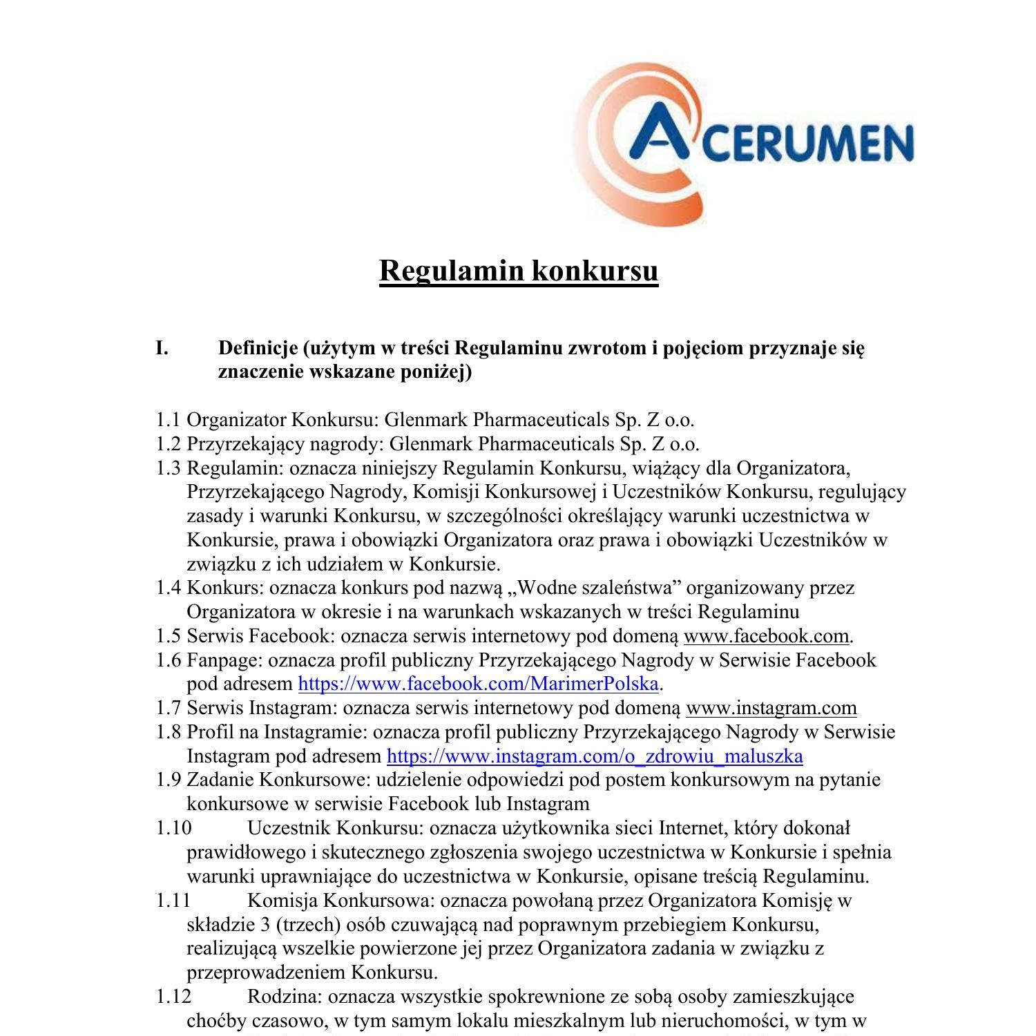 Regulamin Konkursu Acerumen Pdf Docdroid