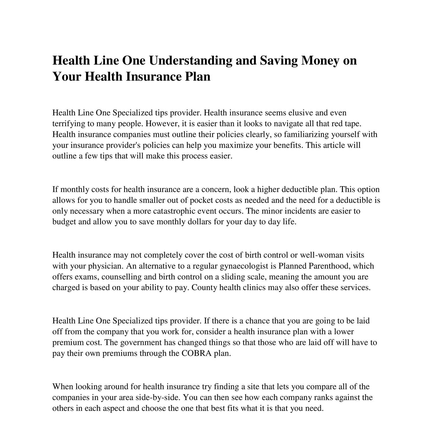 health-line-one-understanding-and-saving-money-on-your-health-insurance