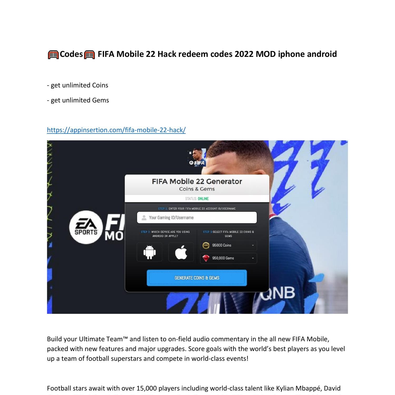 FIFA 22 Mobile Hack Mod Apk Android iOS Codes.pdf