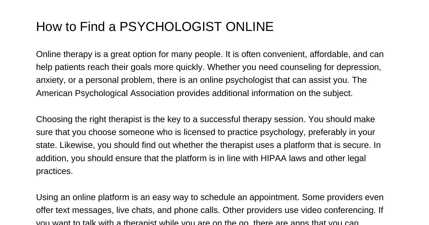 How to Find a PSYCHOLOGIST ONLINEuehod.pdf.pdf DocDroid