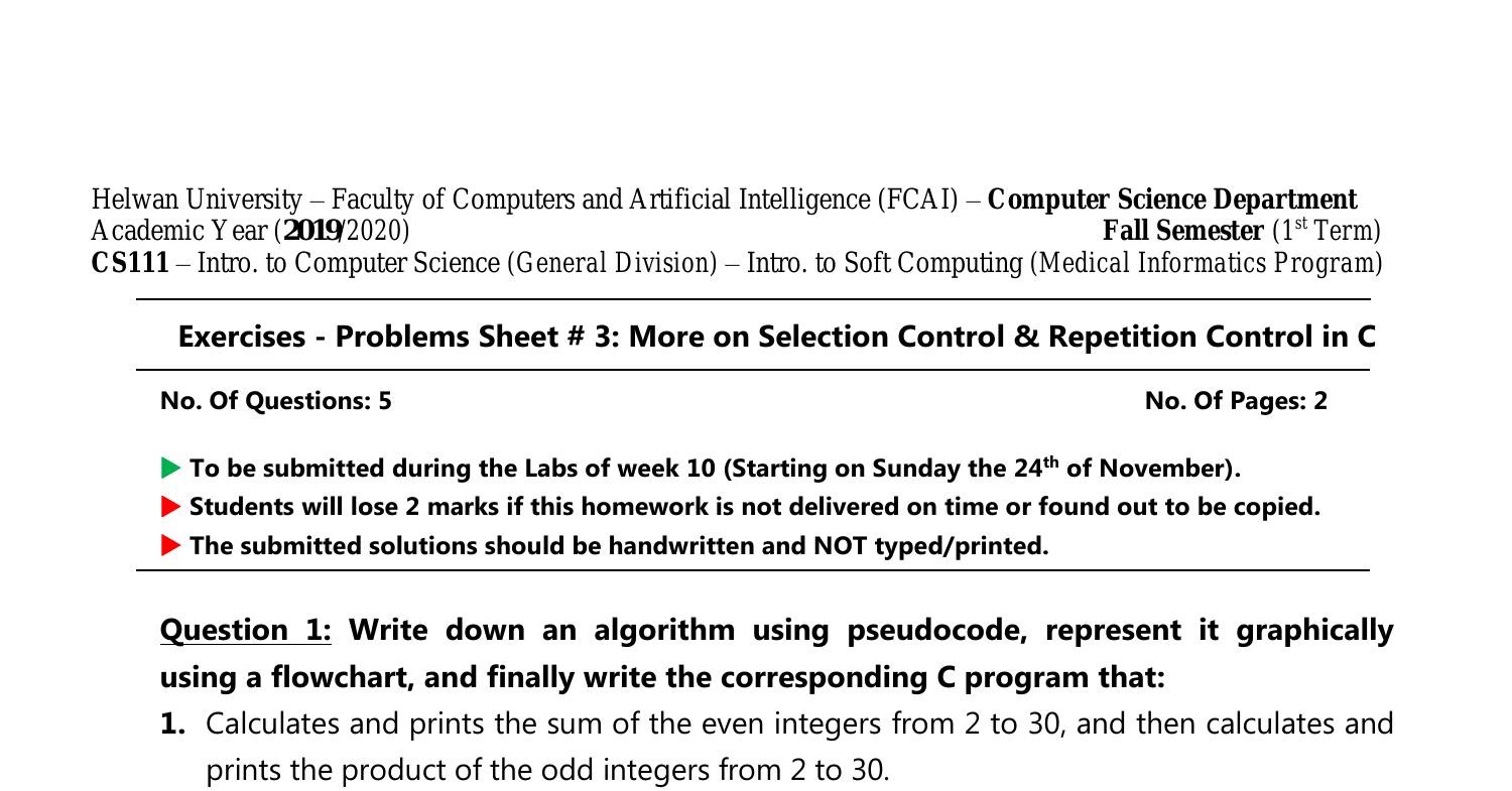 Cs111 Exercises Problems Sheet 3 Fall 19 Pdf Docdroid