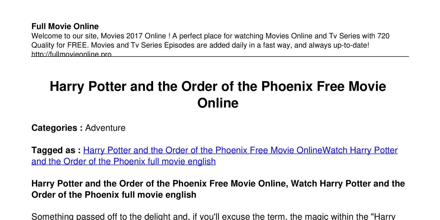 watch harry potter order of the phoenix free online