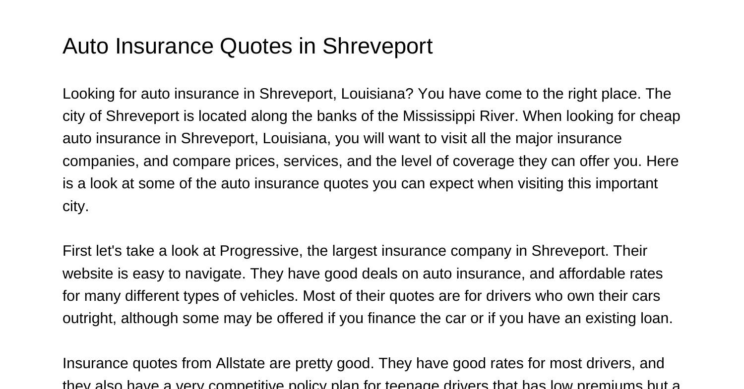 Auto Insurance Quotes in Shreveportlfatw.pdf.pdf | DocDroid