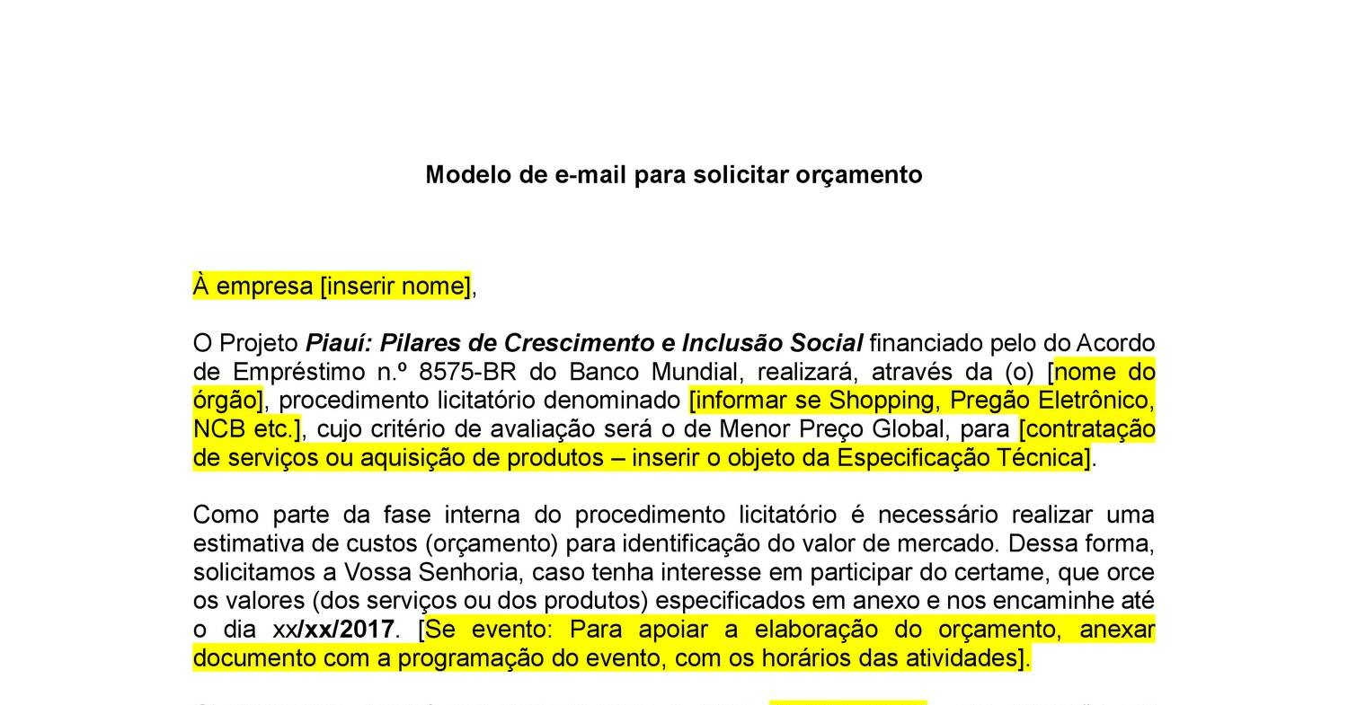 Modelo De Email Orcamento 17 04 17docx Docdroid 1695