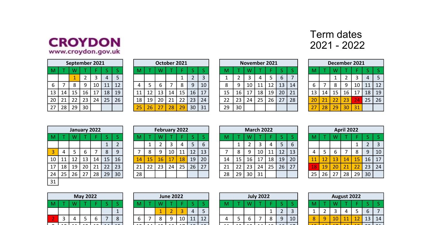 School Term Dates 2021 To 2022