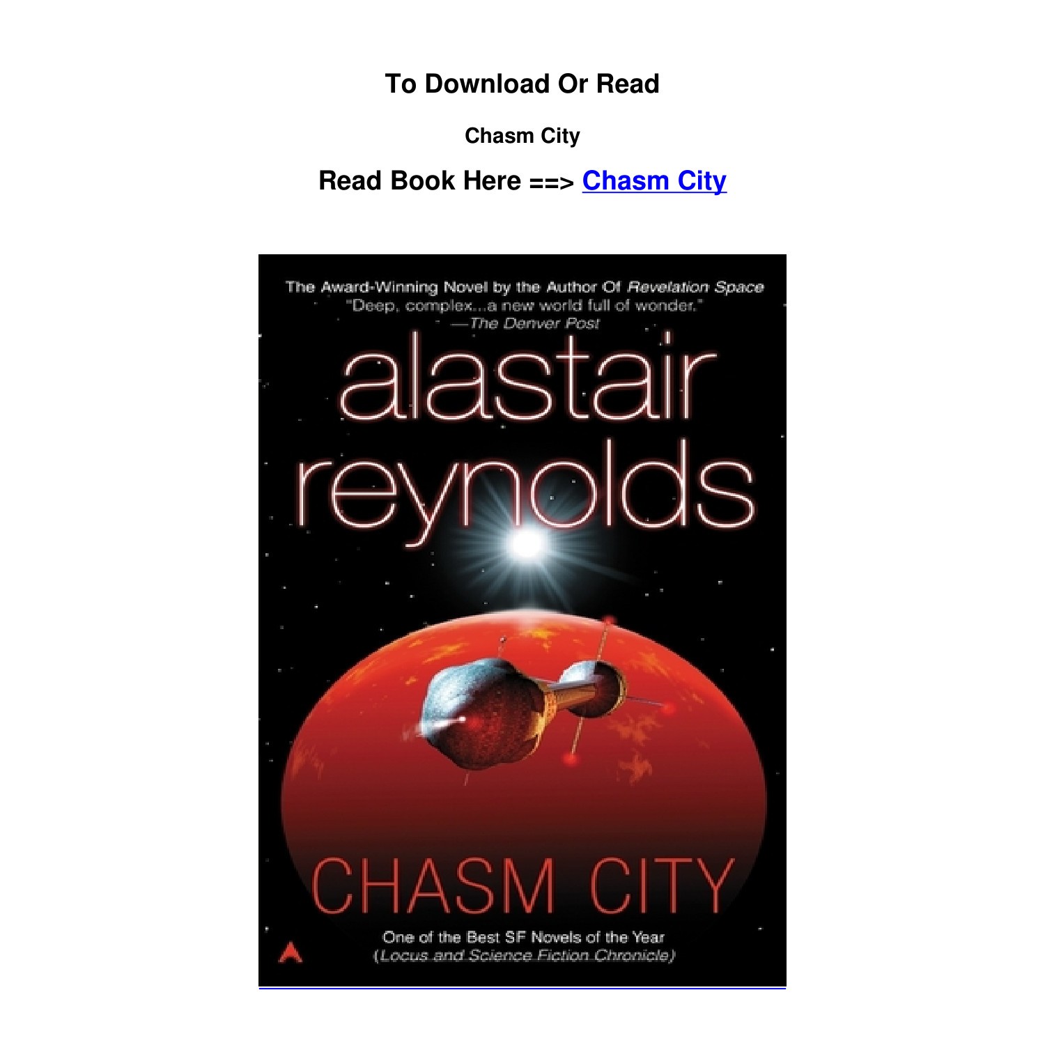 CHASM CITY, Alastair Reynolds