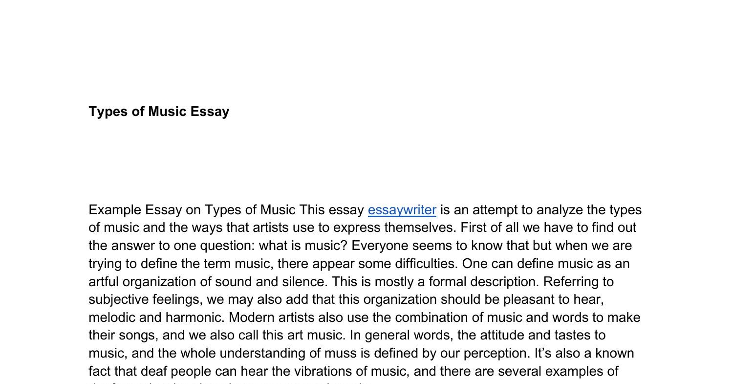 the different kinds of music essay