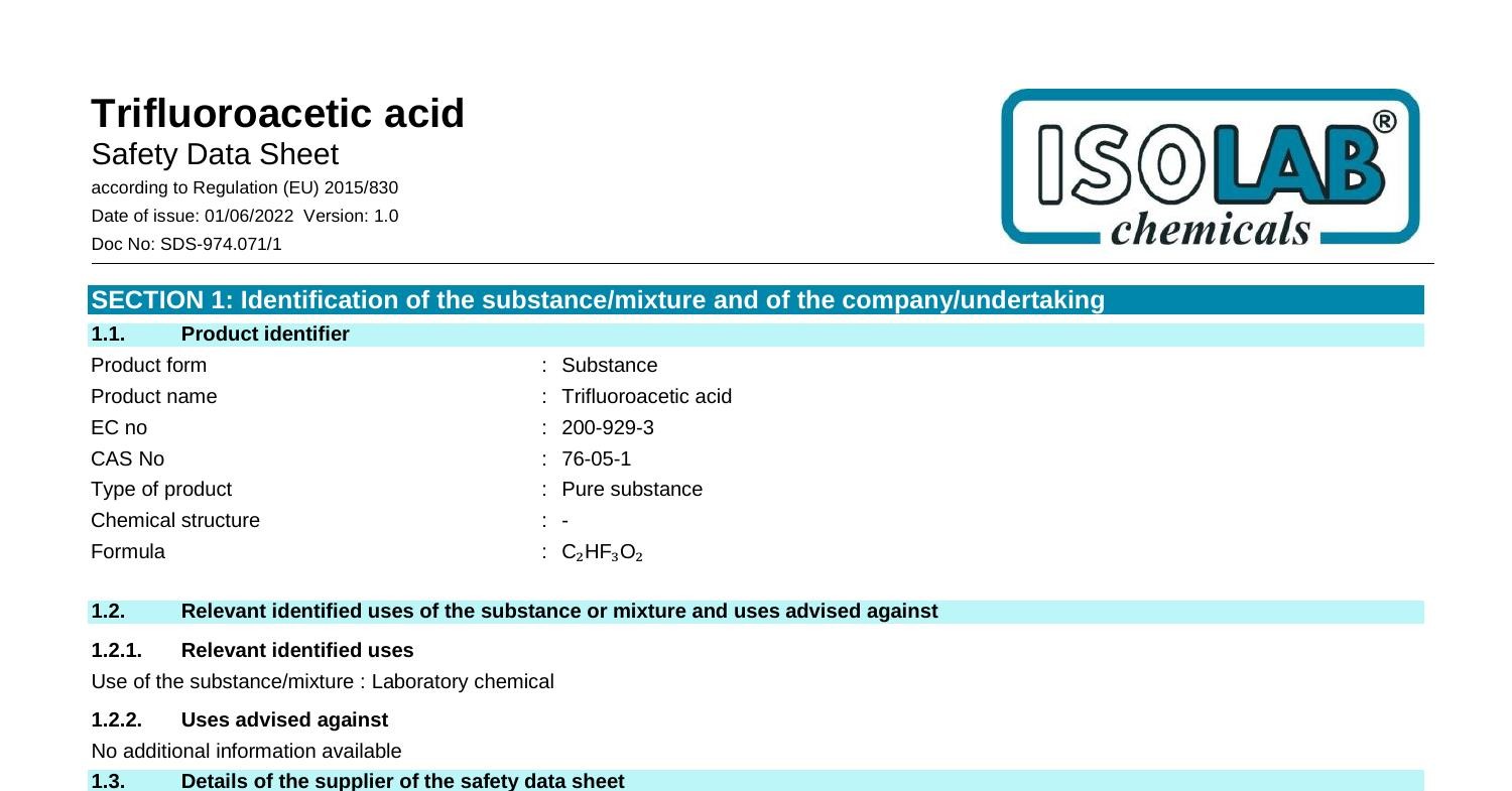 Sds Trifluoroacetic Acid En Rev Pdf Pdf Docdroid