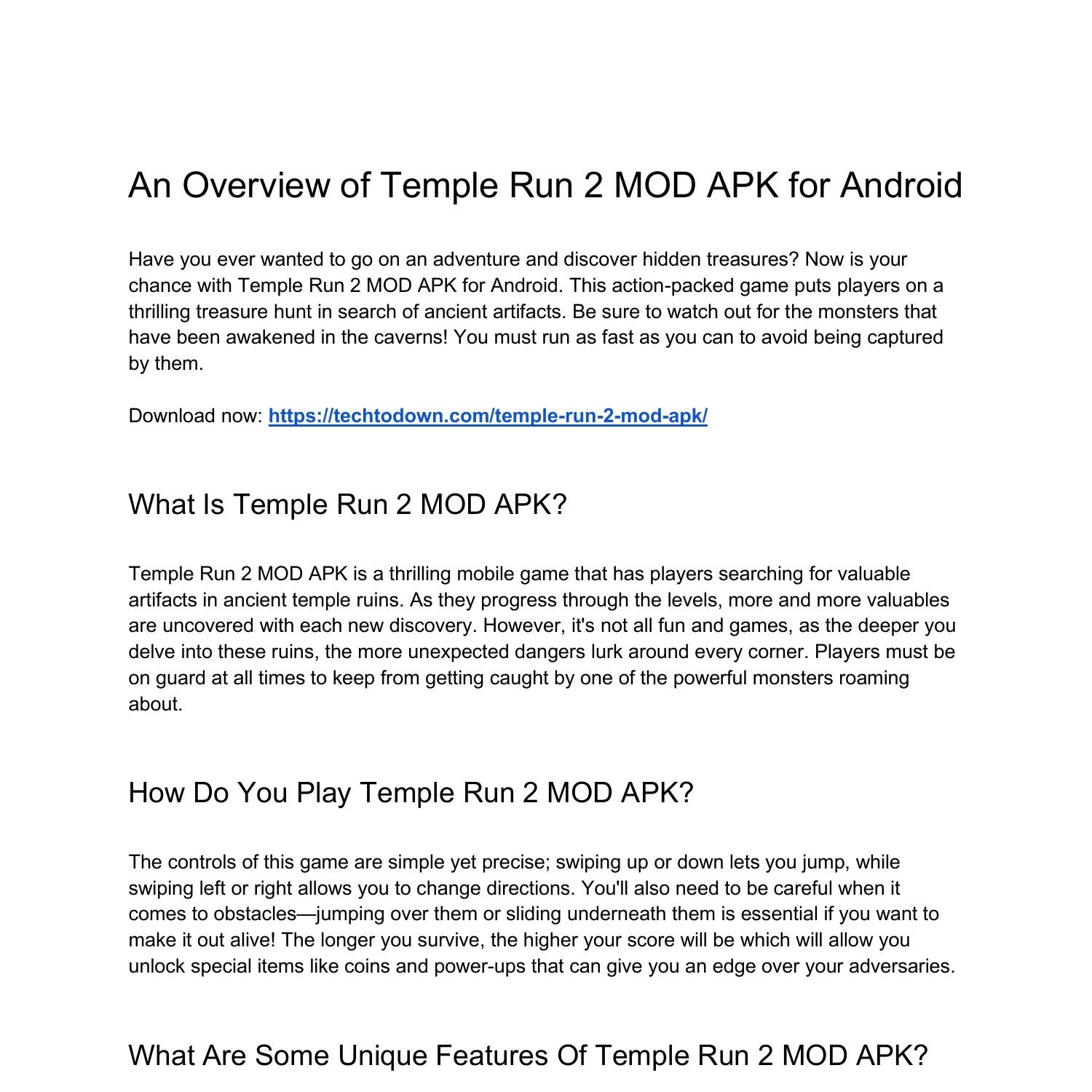 Temple Run Overview
